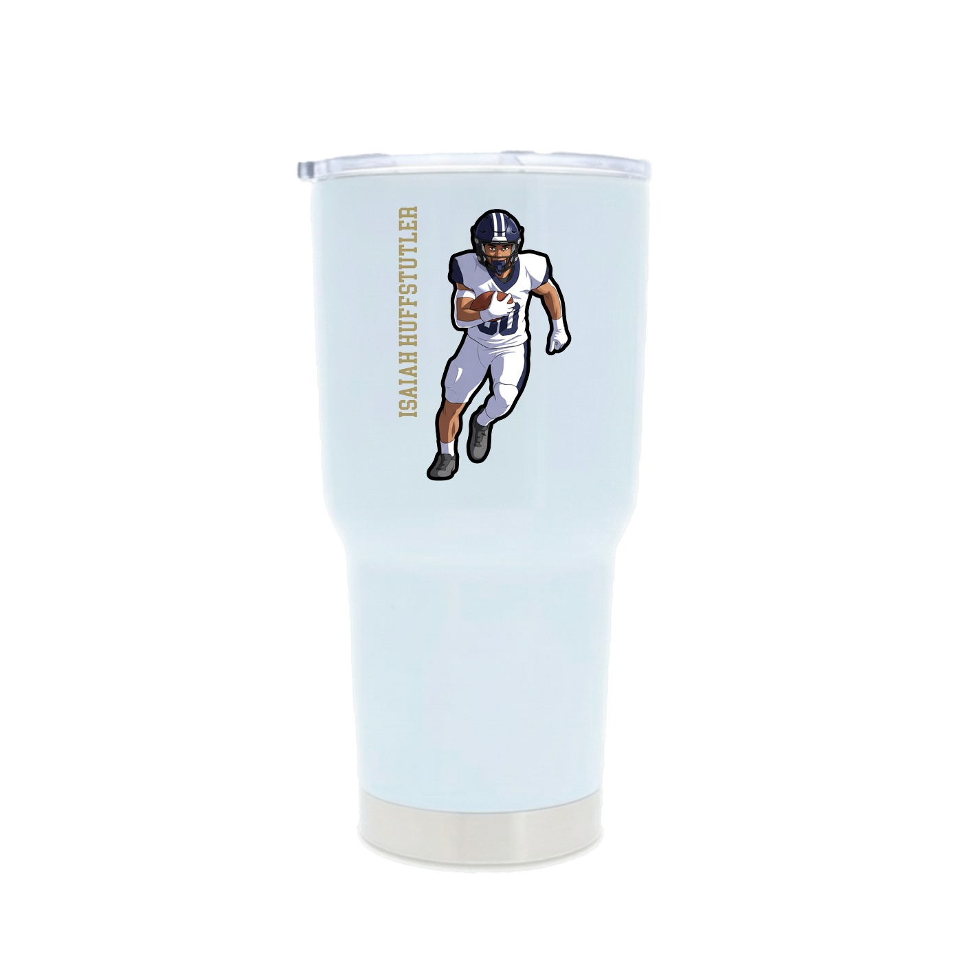 30oz Stainless Steel Tumbler — Name Vertical in White