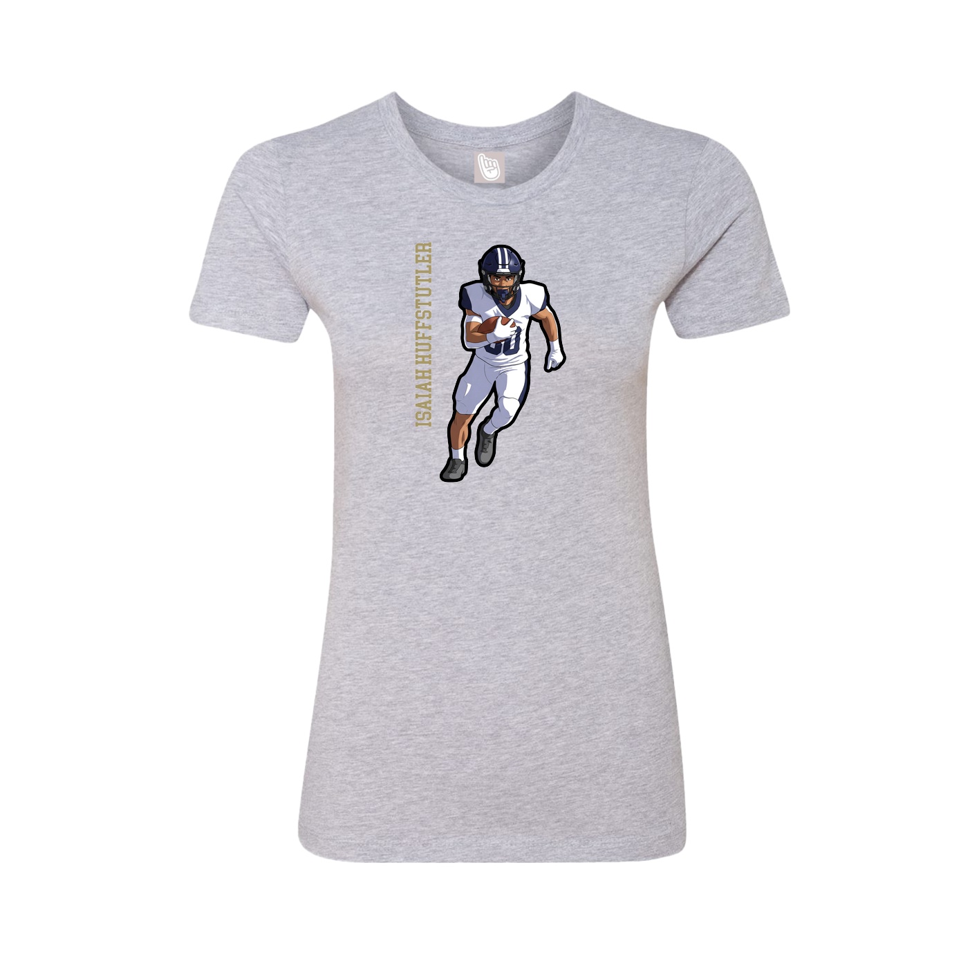 Fitted Women's Tee — Name Vertical in Grey