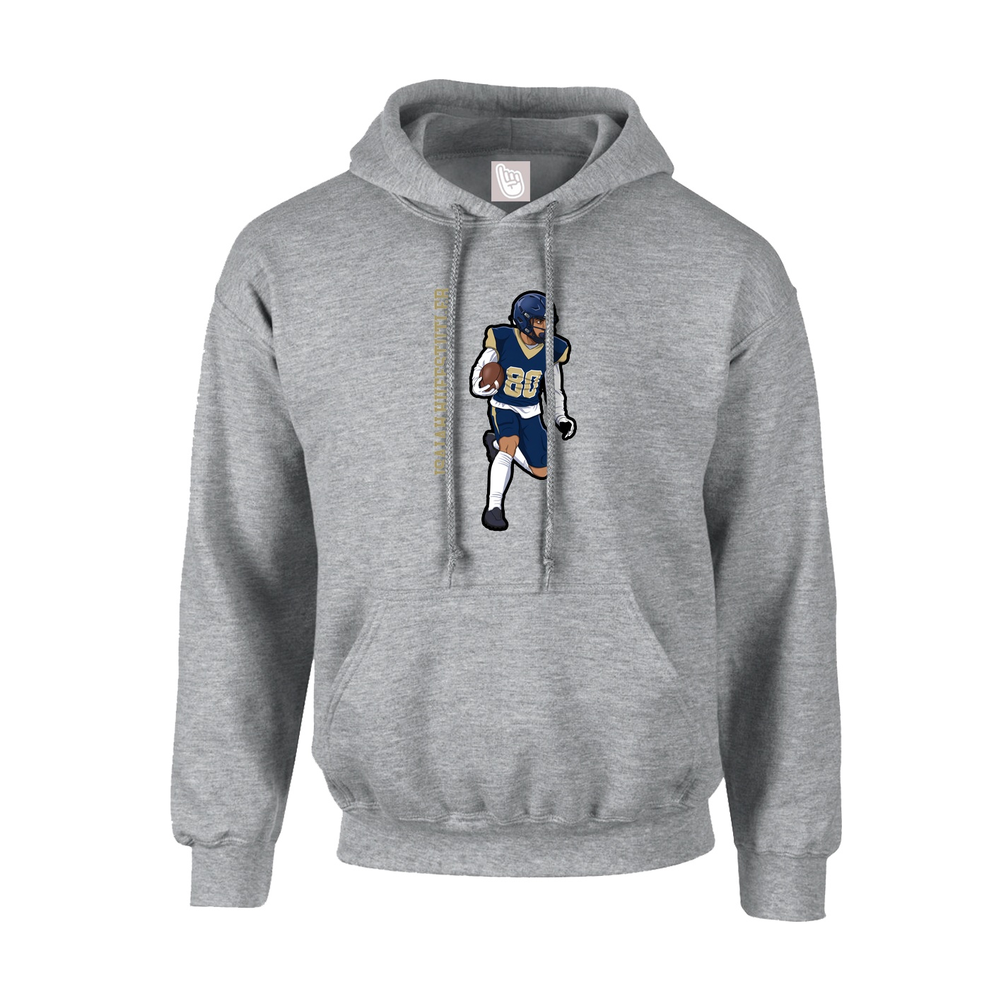 Youth Hoodie — Name Vertical in Grey