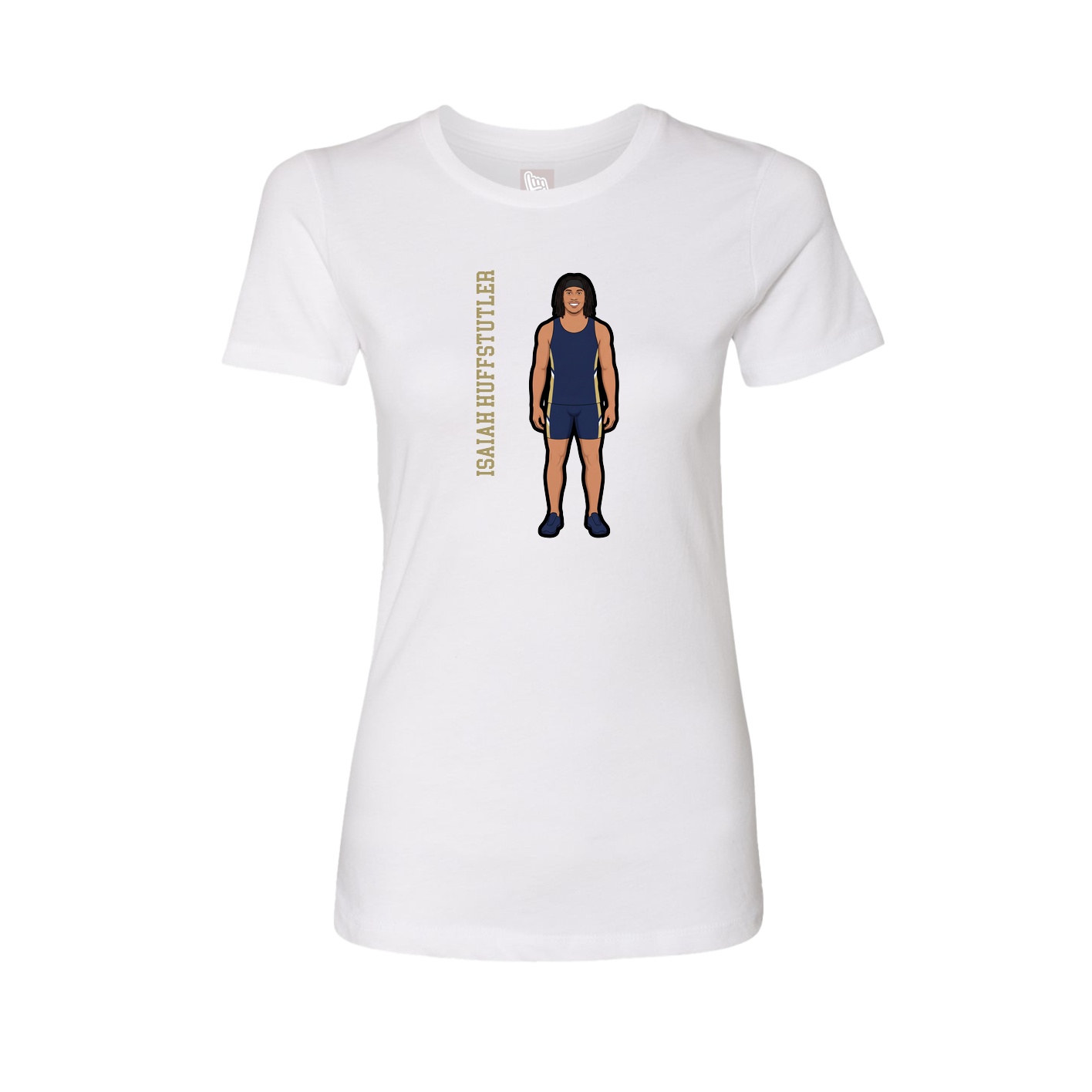 Fitted Women's Tee — Name Vertical in White