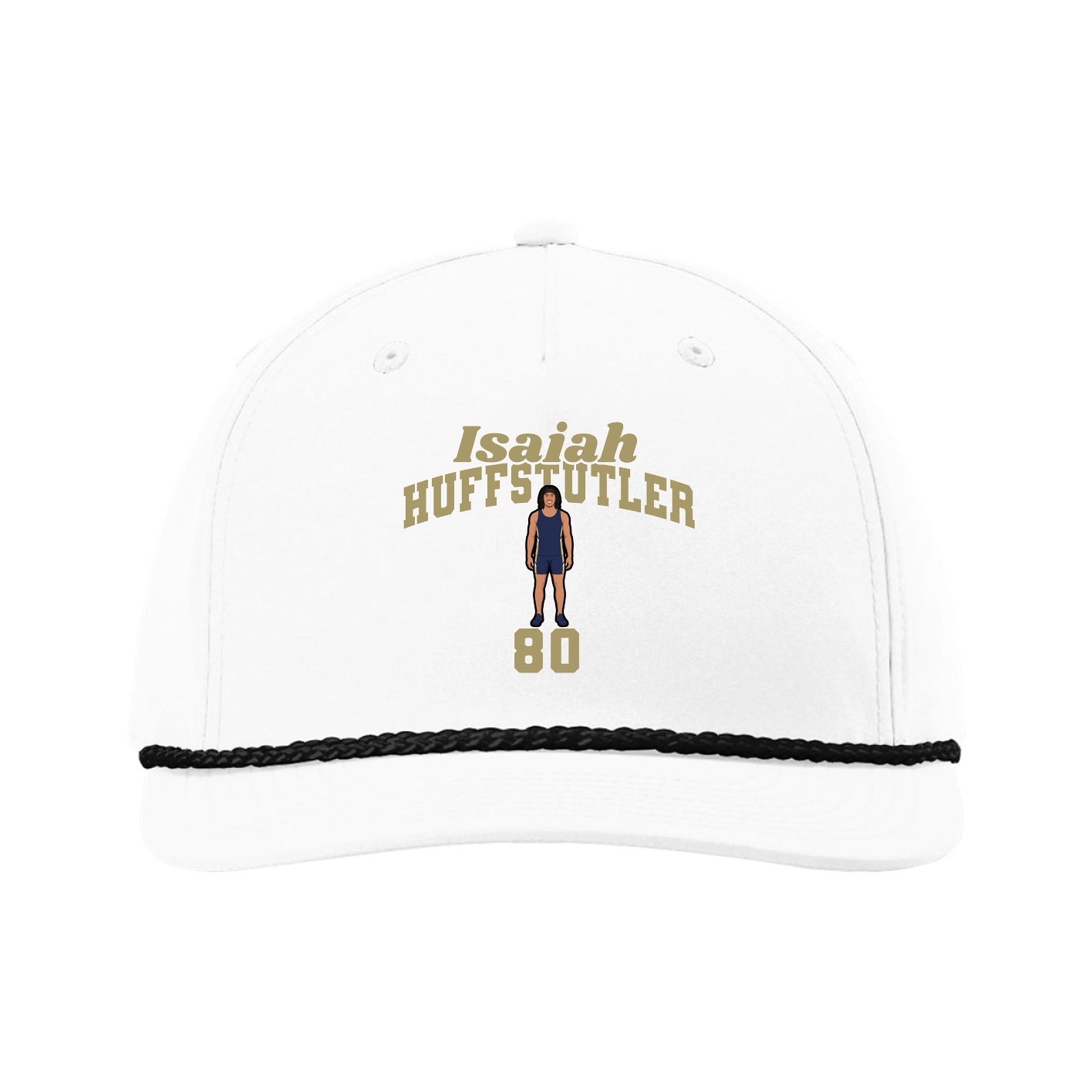 Five-Panel Classic Rope Cap — Signature Arch in White