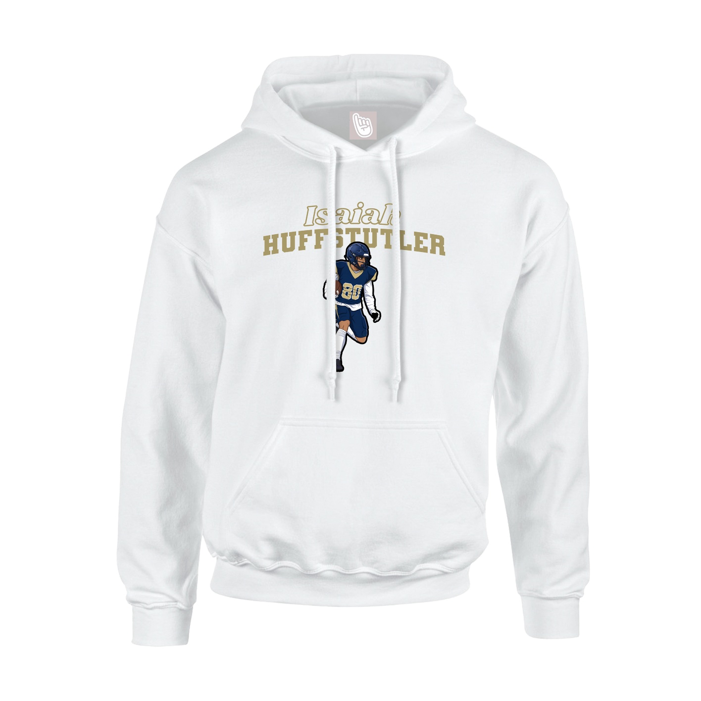 Youth Hoodie — Name Arch in White