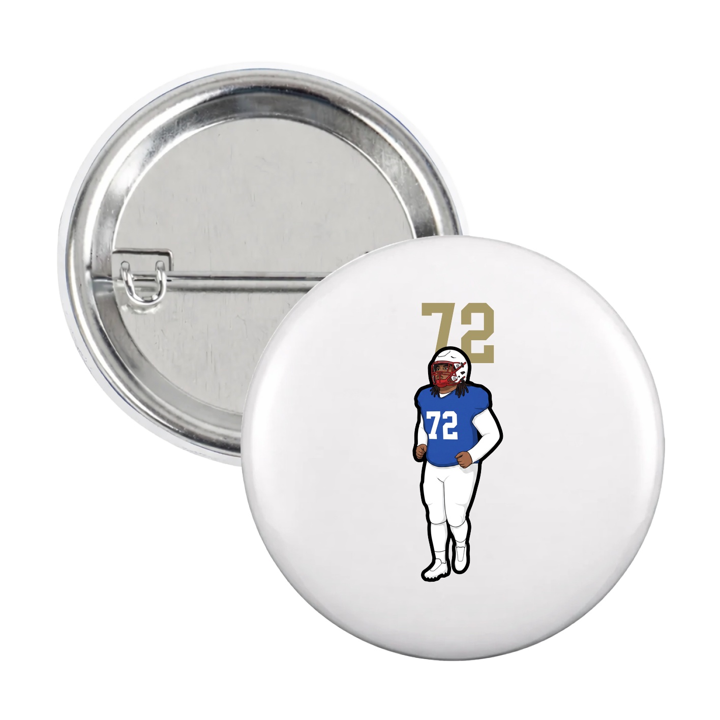 Game Day Button — Number Top in White