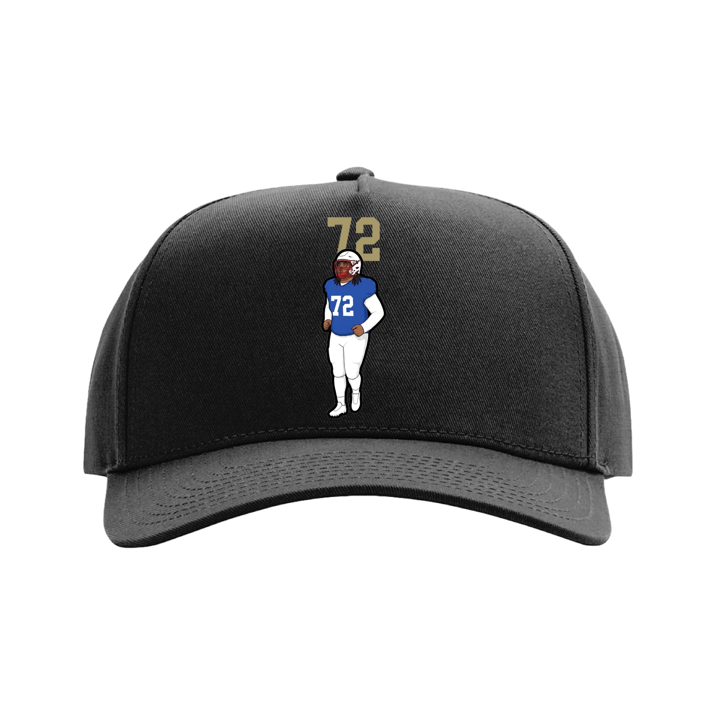 Full Fabric Five-Panel Champ Cap — Number Top in Black