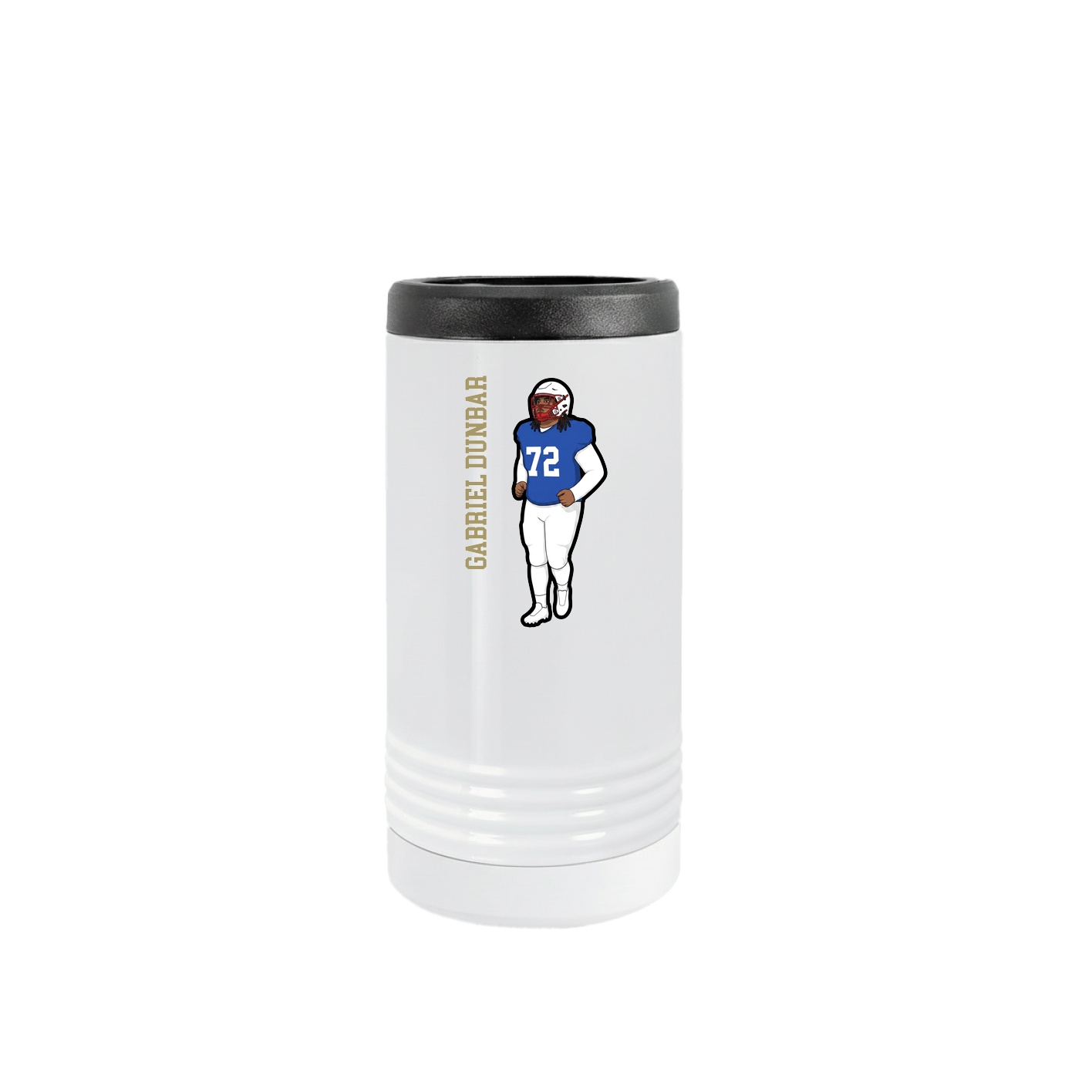 Slim Beverage Holder — Name Vertical in White
