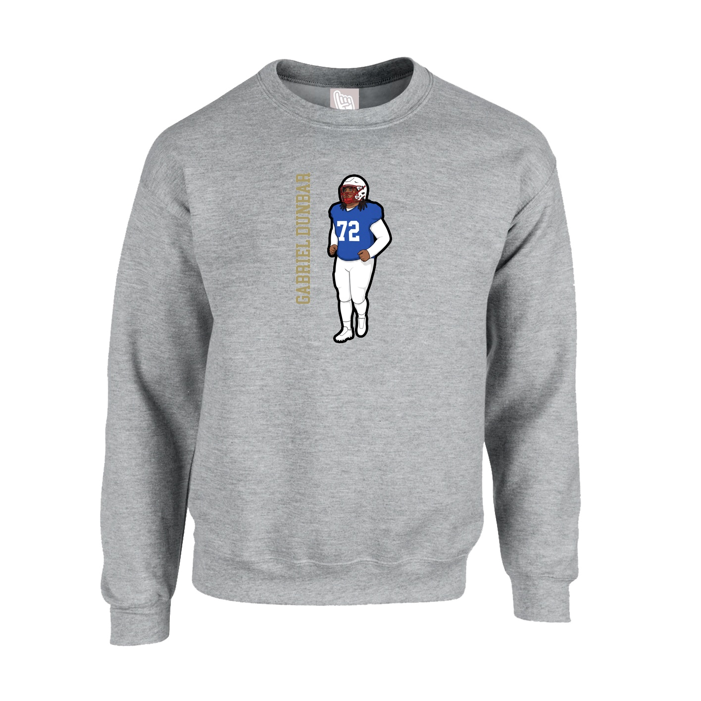 Fleece Crew — Name Vertical in Grey