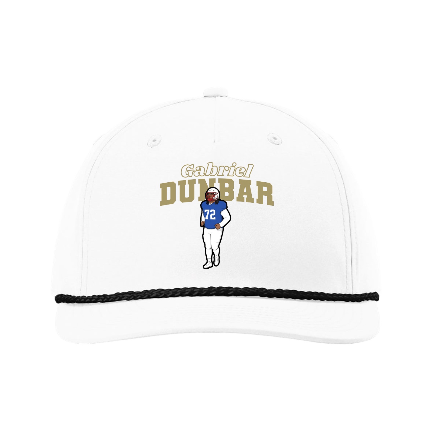 Five-Panel Classic Rope Cap — Name Arch in White