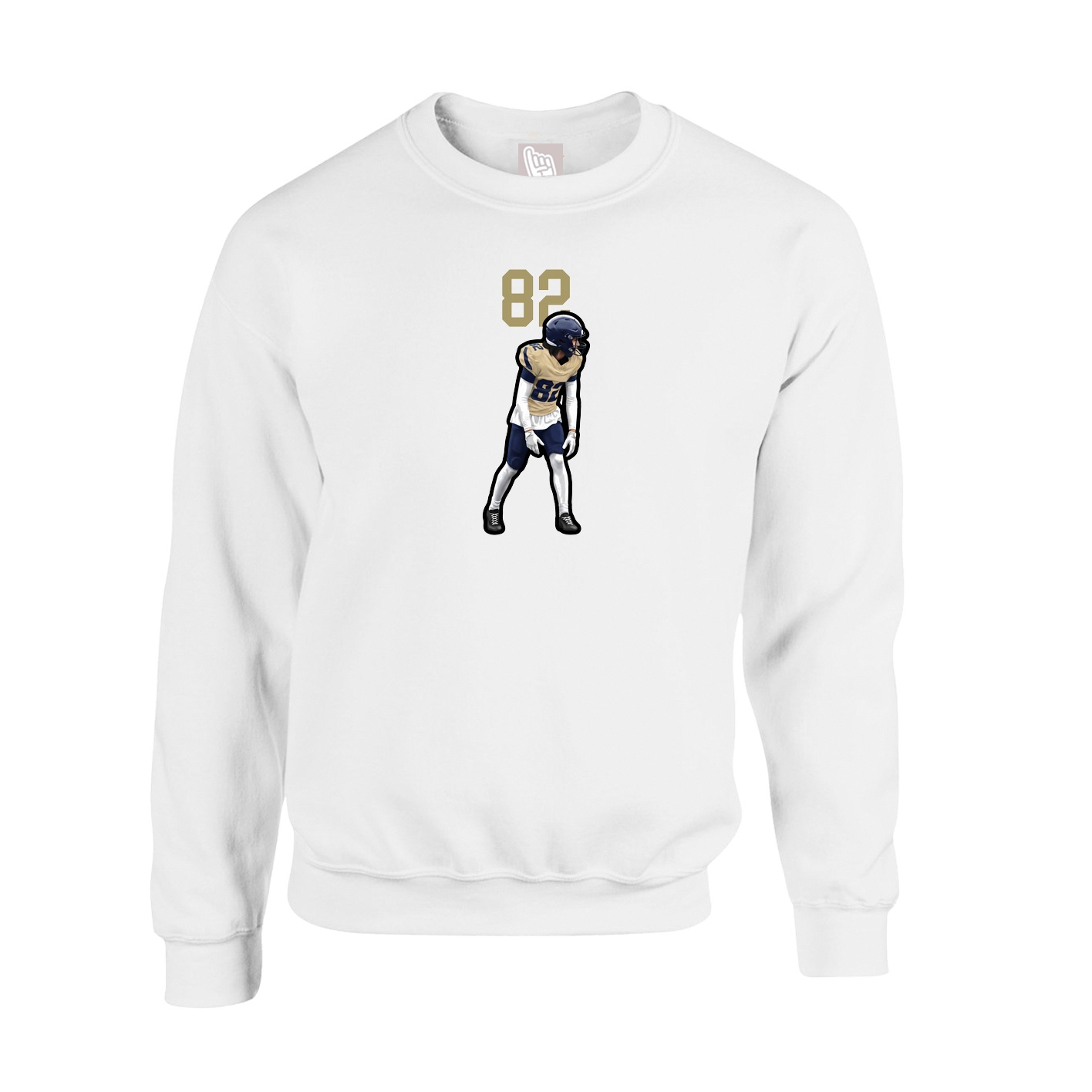 Fleece Crew — Number Top in White