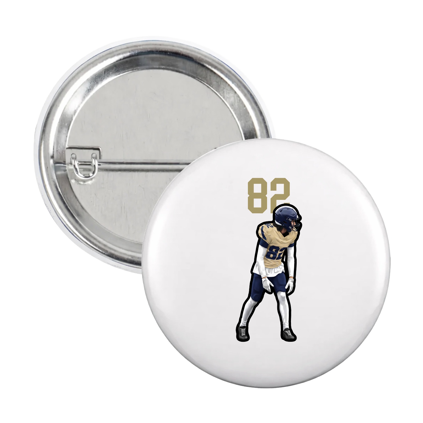Game Day Button — Number Top in White