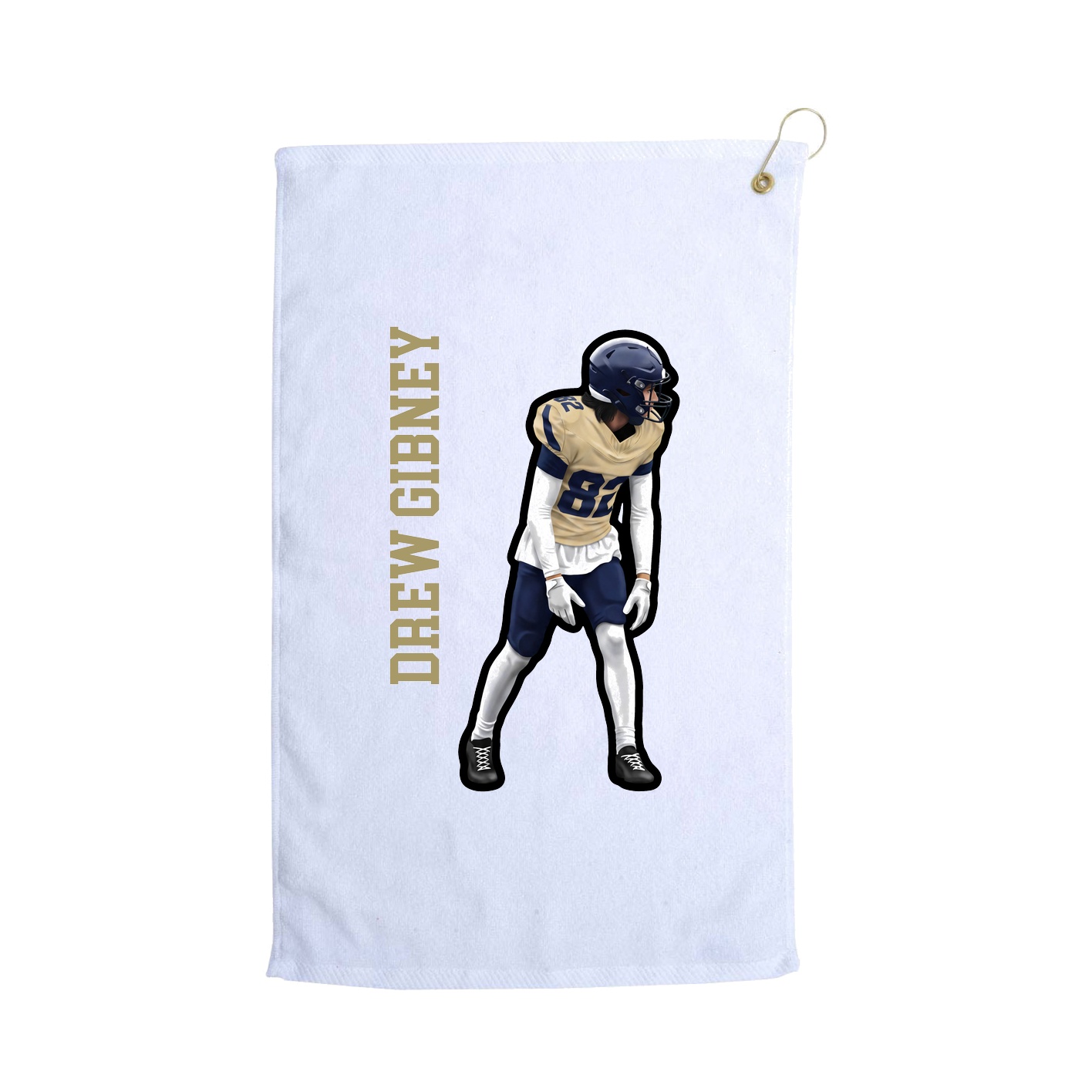 Golf Towel — Name Vertical in White