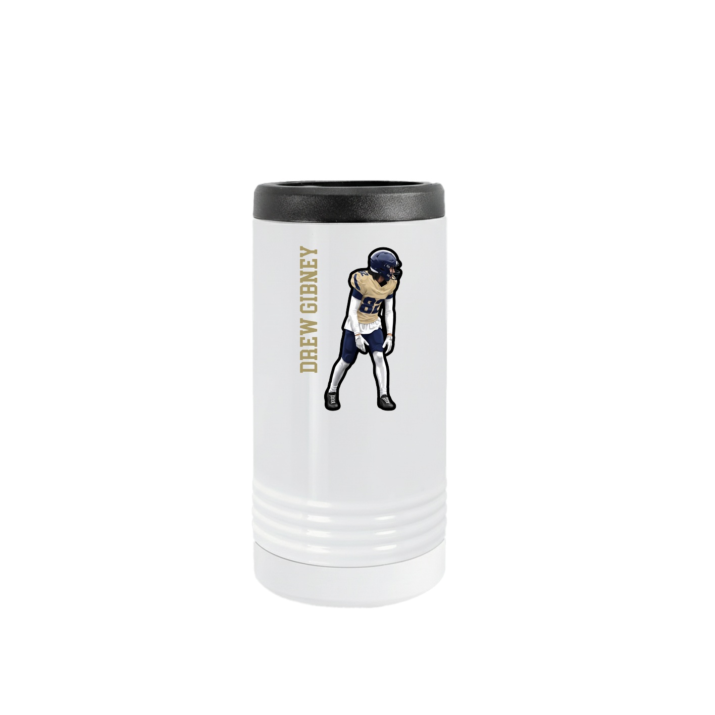 Slim Beverage Holder — Name Vertical in White