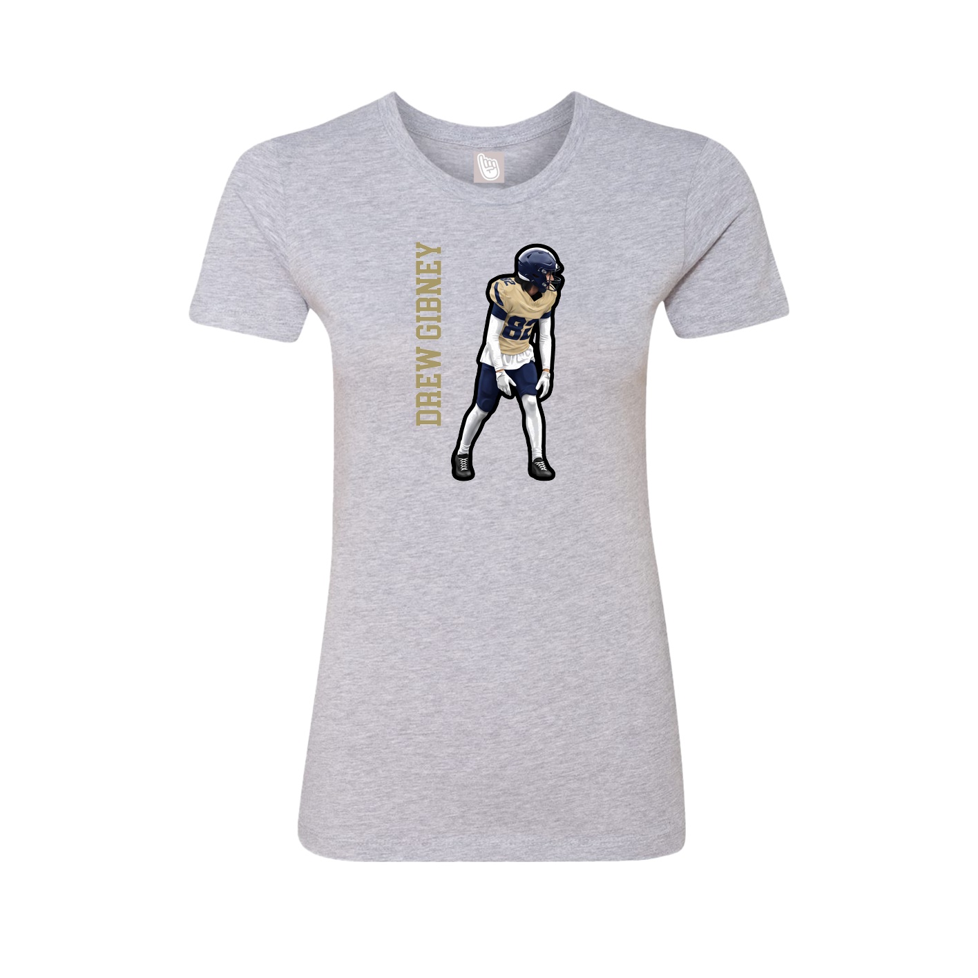 Fitted Women's Tee — Name Vertical in Grey