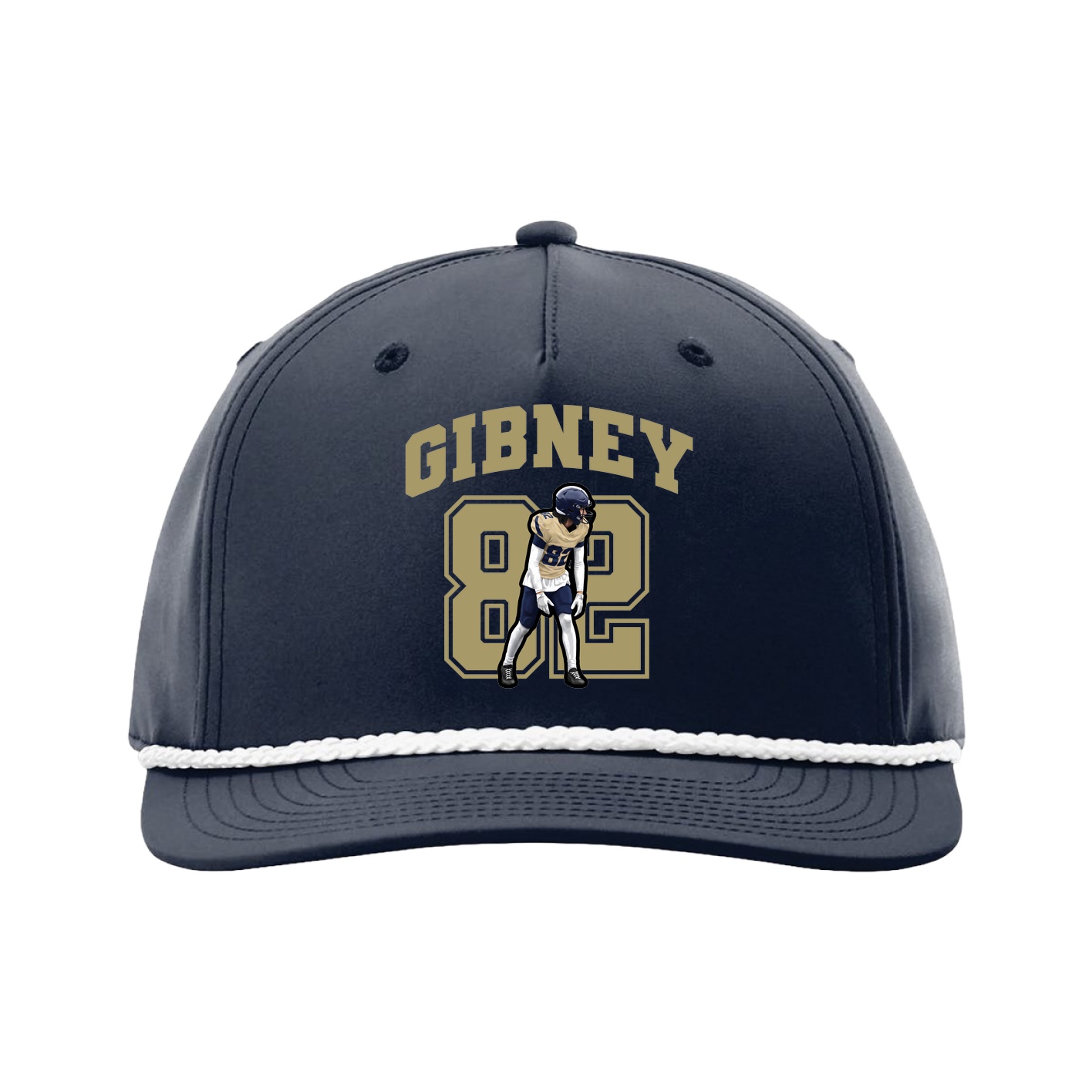 Five-Panel Classic Rope Cap — Number in Navy
