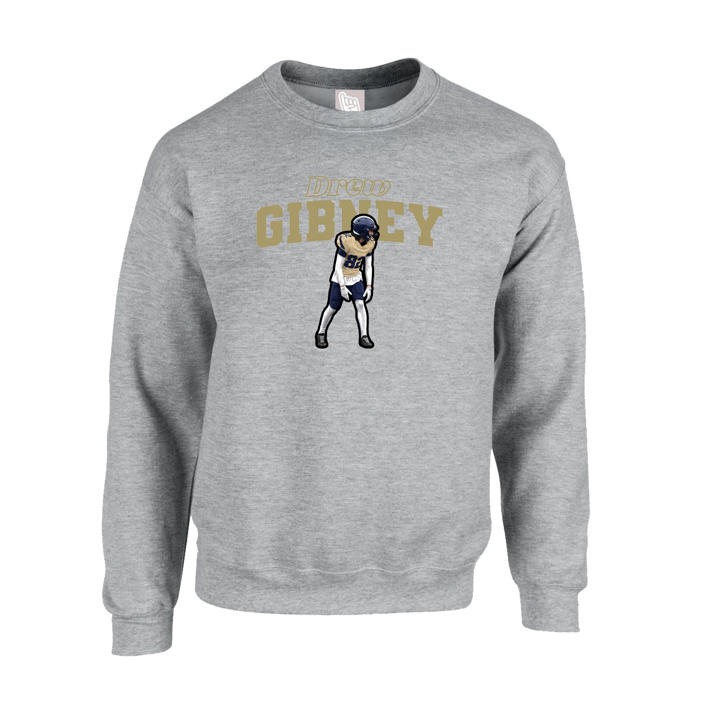 Fleece Crew — Name Arch in Grey