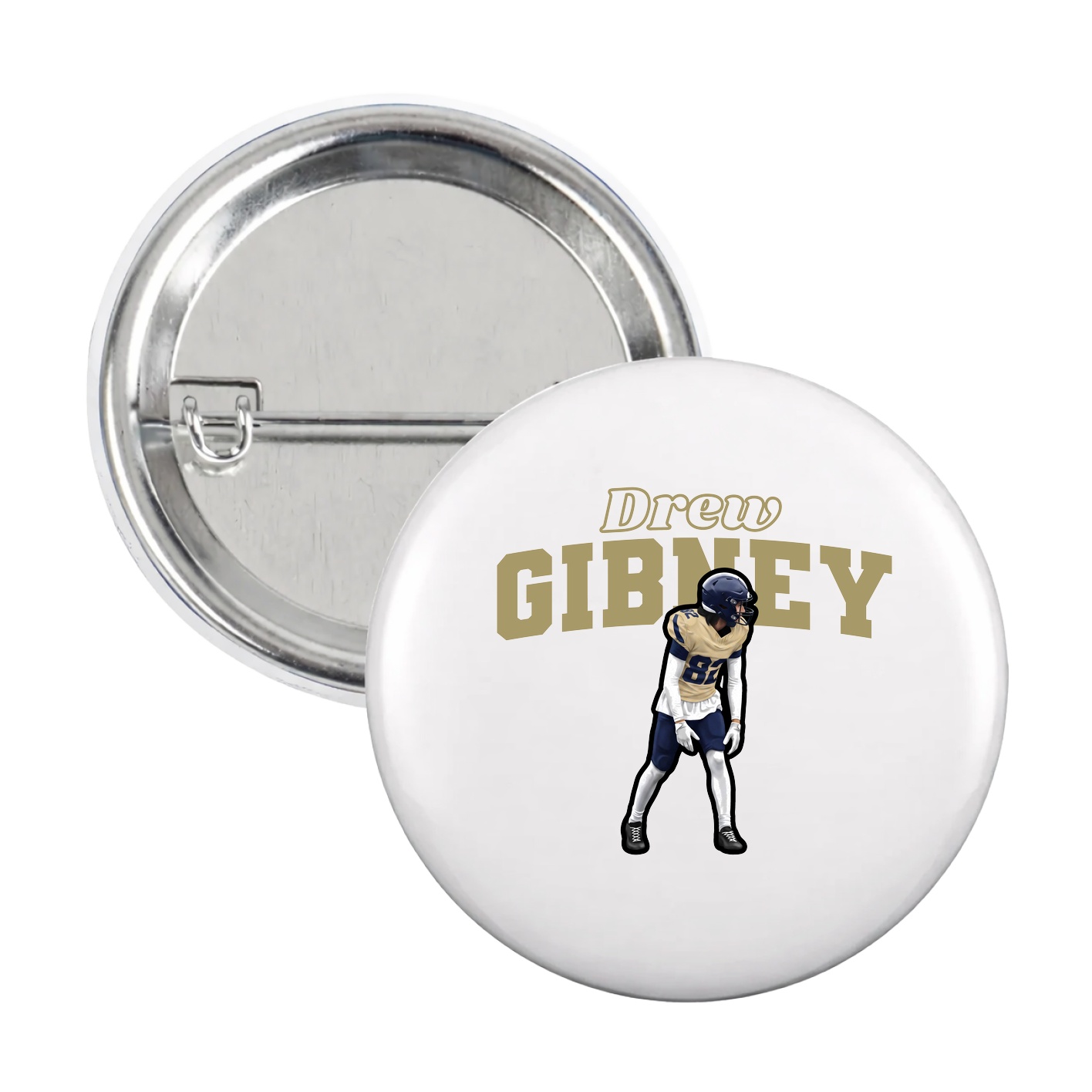 Game Day Button — Name Arch in White