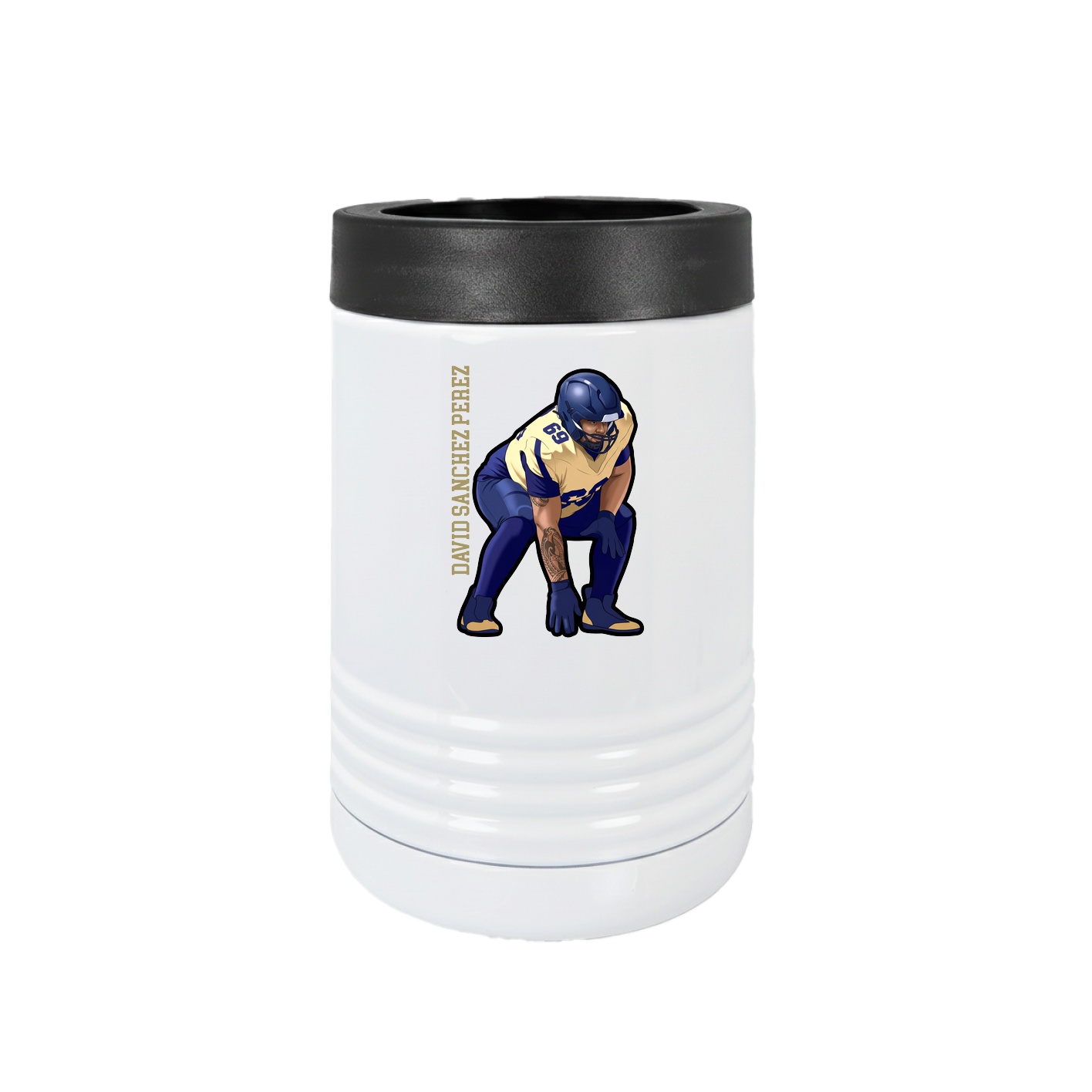 Beverage Holder — Name Vertical in White