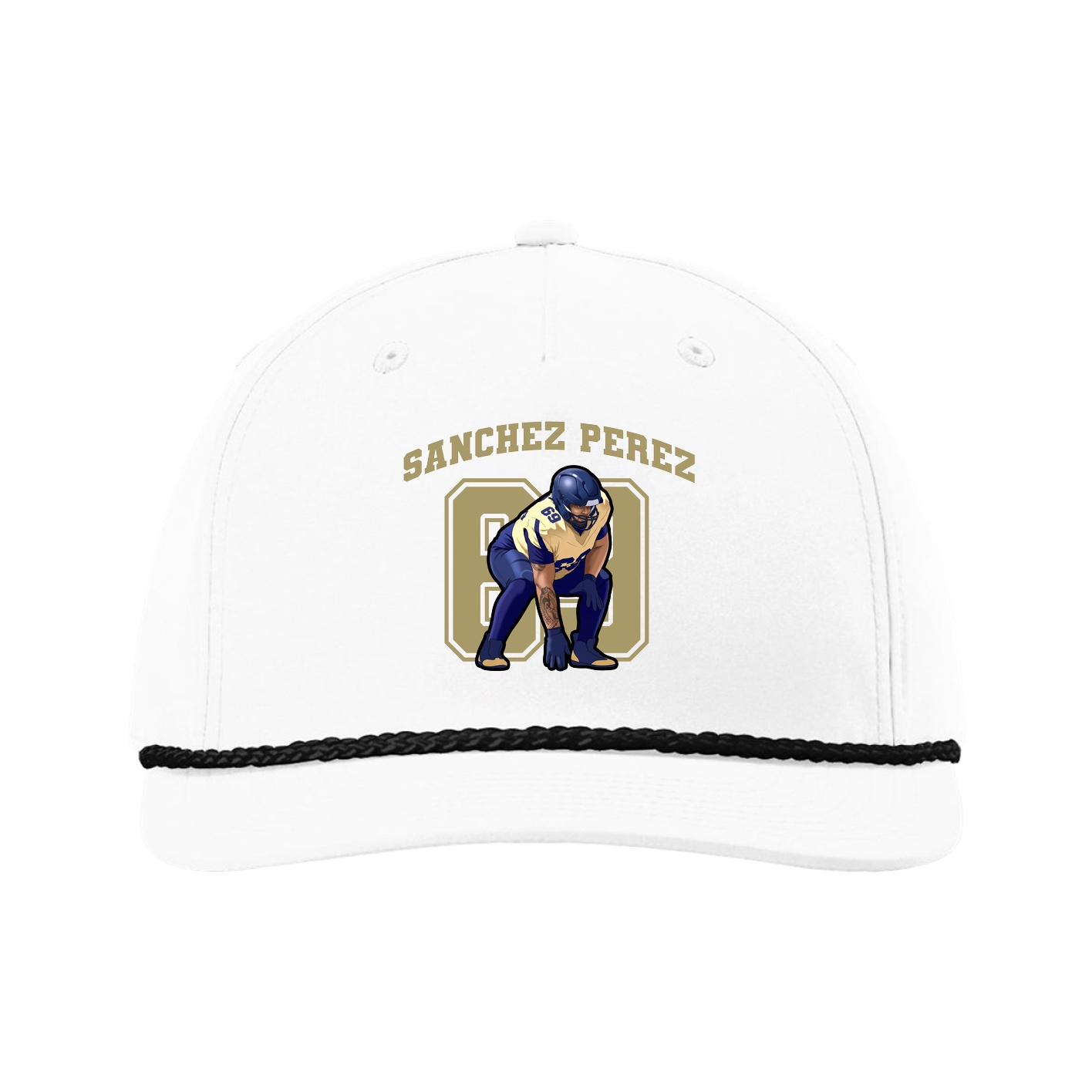 Five-Panel Classic Rope Cap — Number in White