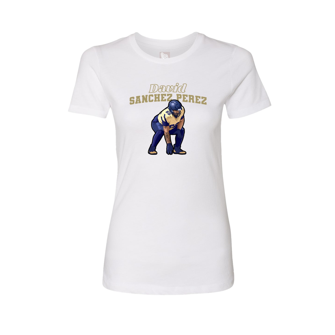 Fitted Women's Tee — Name Arch in White