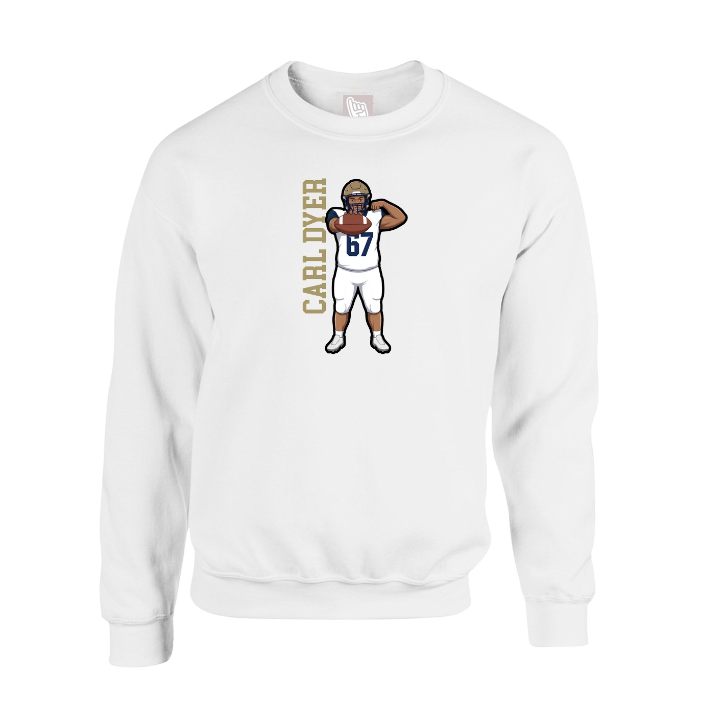 Fleece Crew — Name Vertical in White