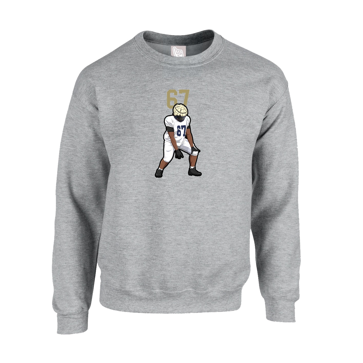 Fleece Crew — Number Top in Grey