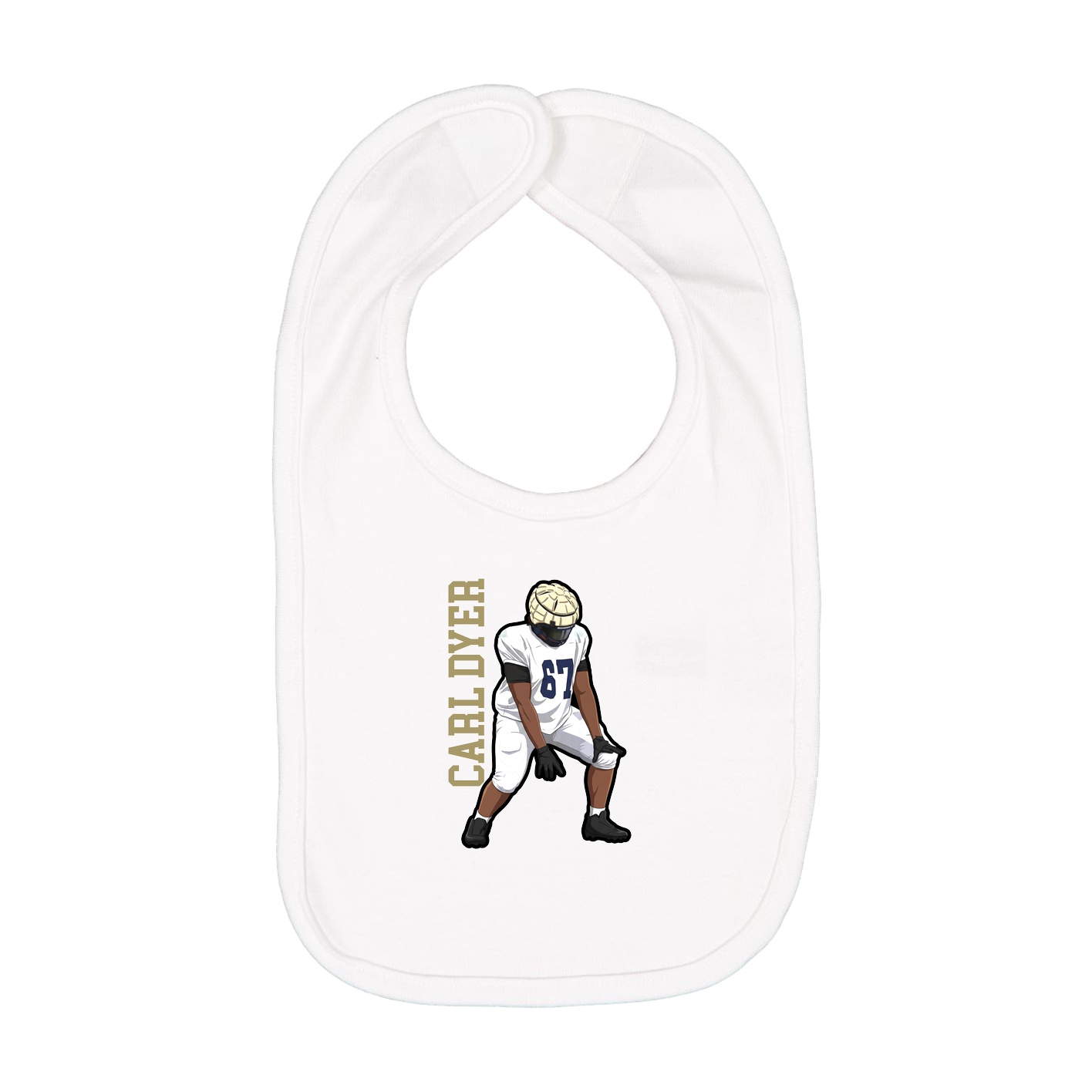 Infant Bib — Name Vertical in White