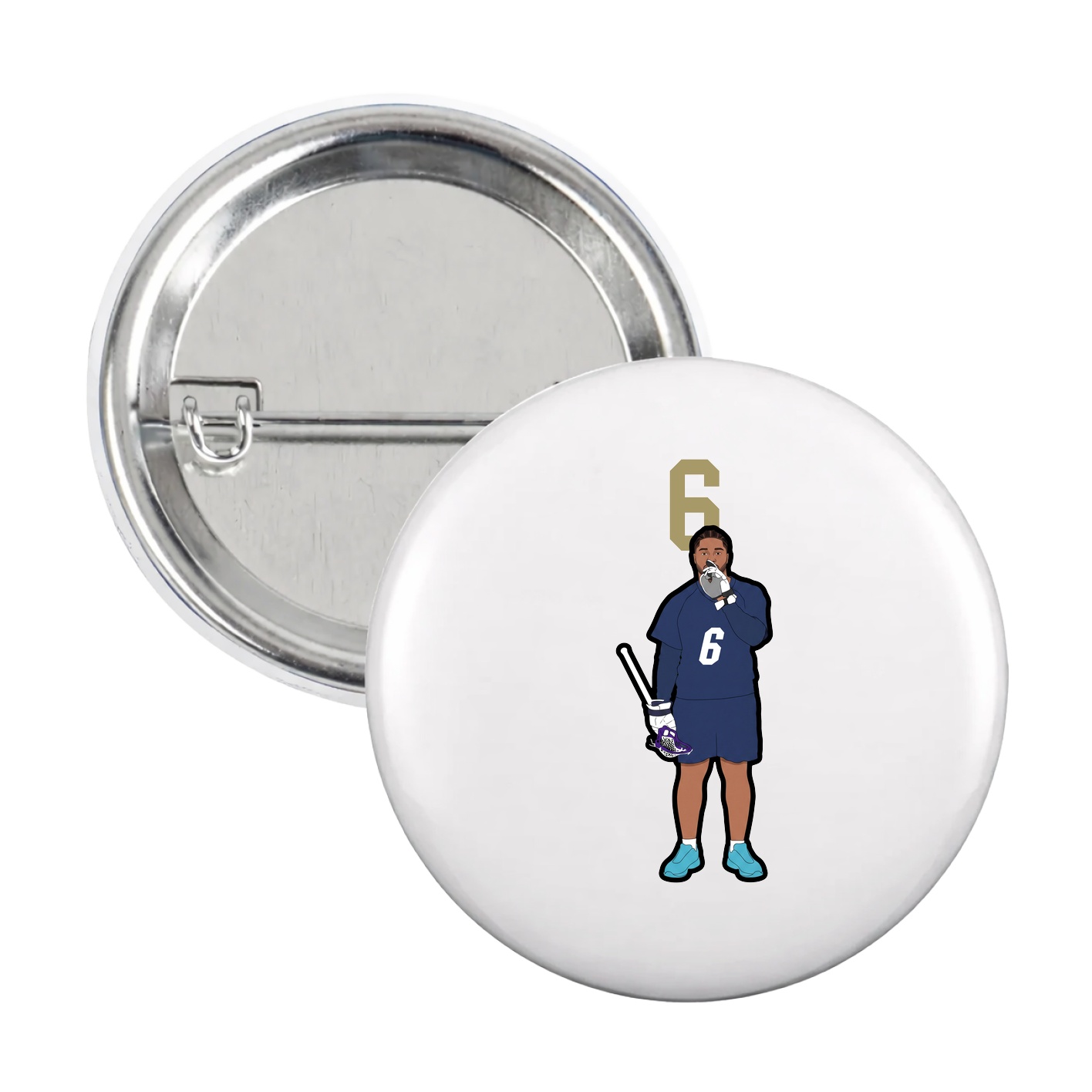 Game Day Button — Number Top in White