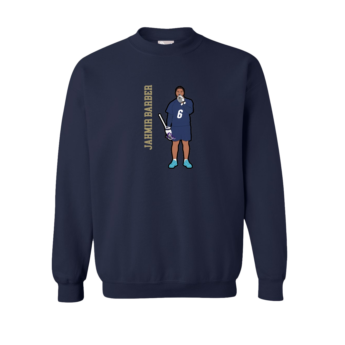 Fleece Crew — Name Vertical in Navy
