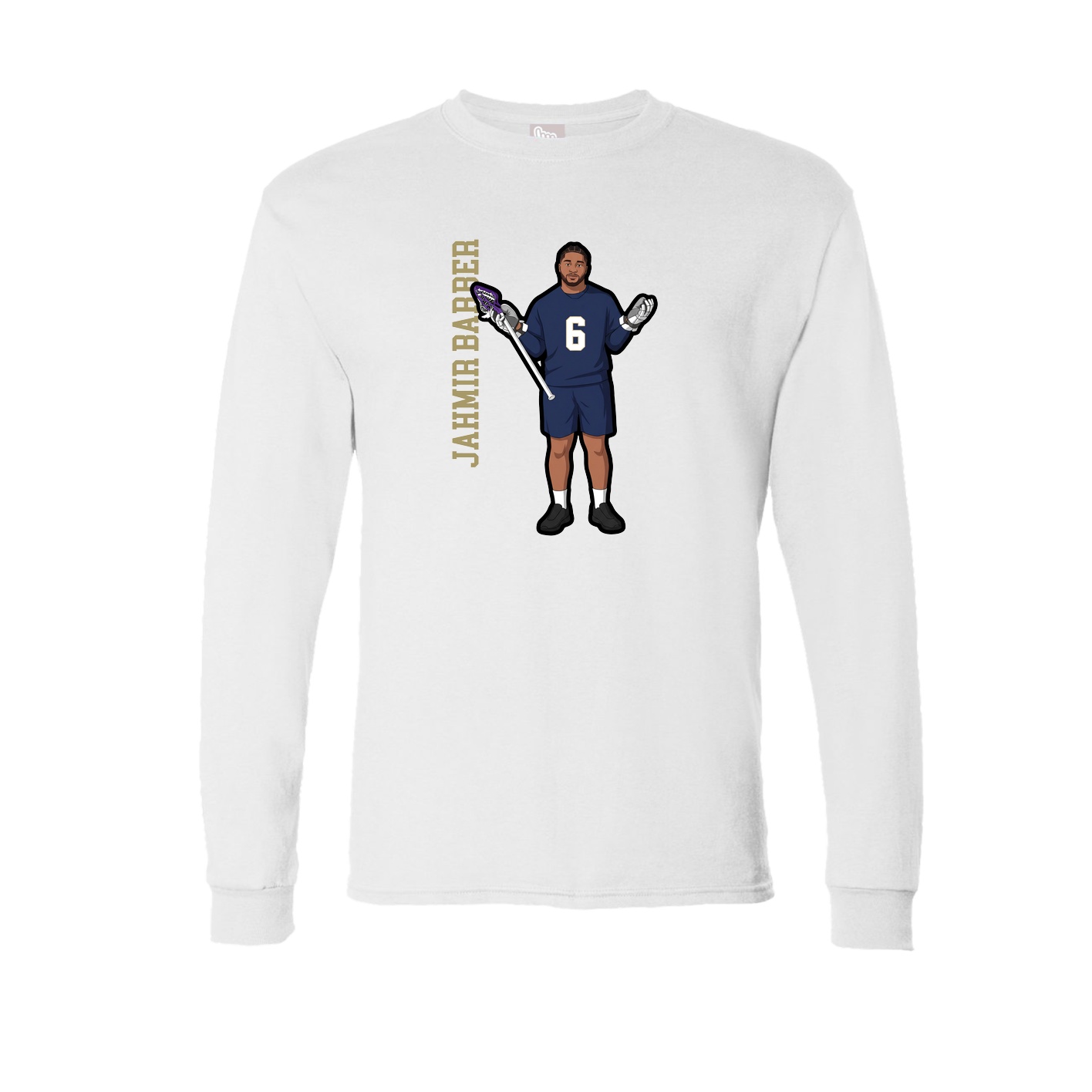 Long Sleeve Tee — Name Vertical in White