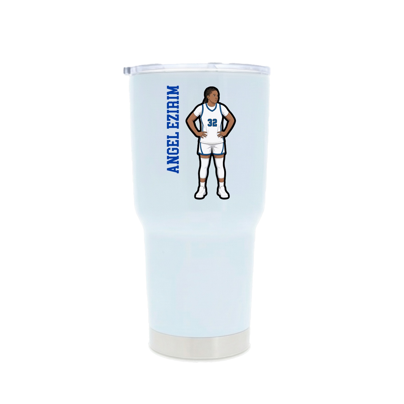 30oz Stainless Steel Tumbler — Name Vertical in White