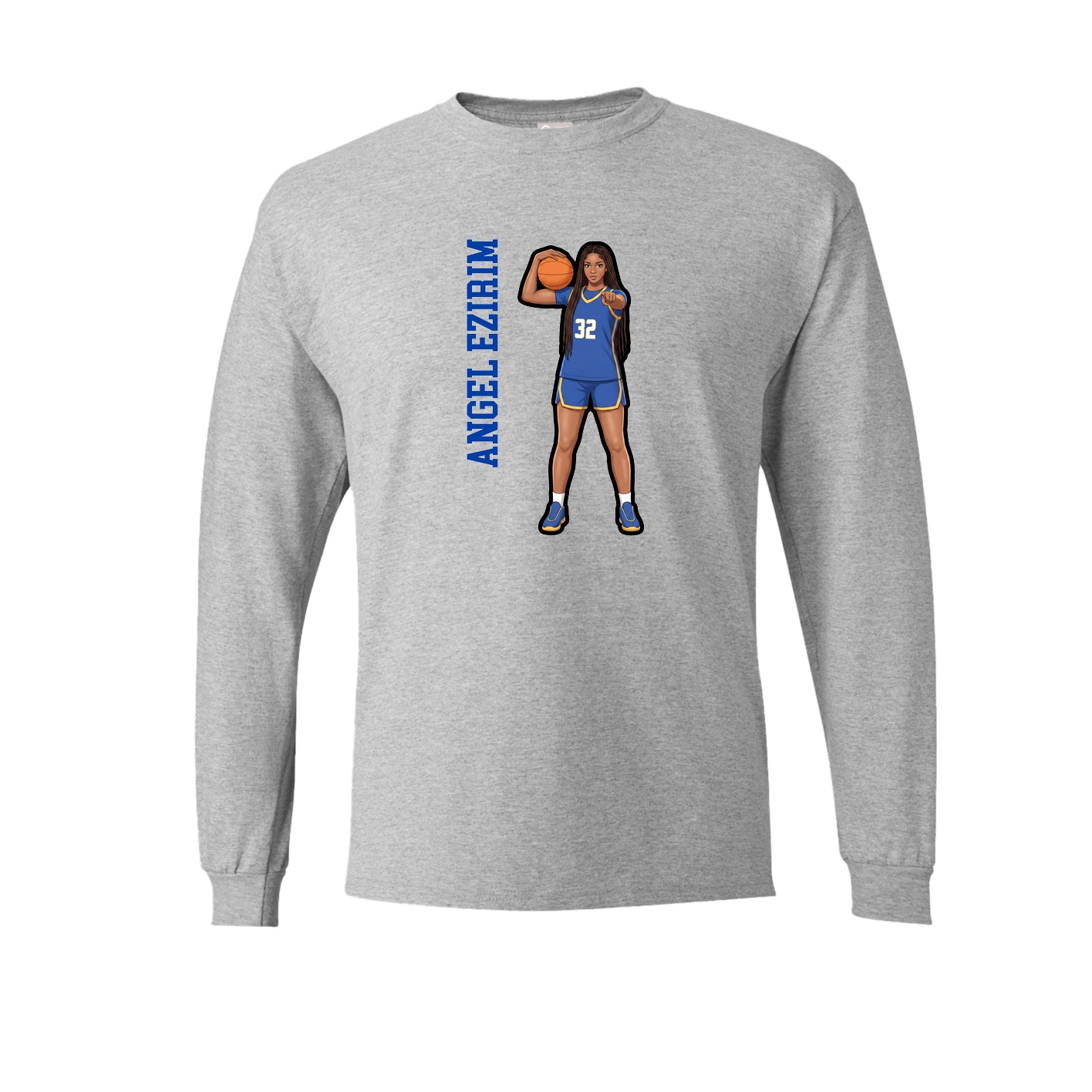Long Sleeve Tee — Name Vertical in Grey