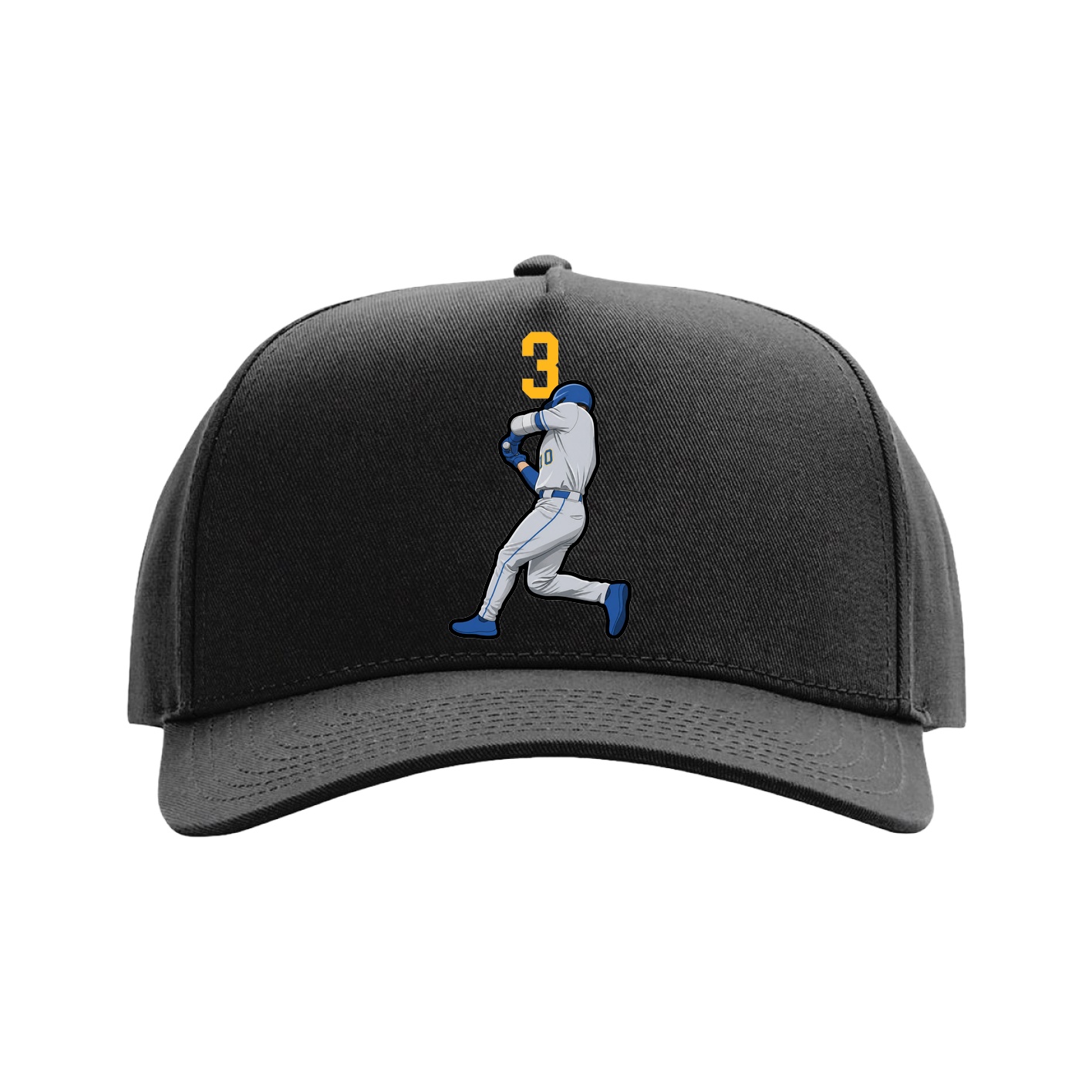 Full Fabric Five-Panel Champ Cap — Number Top in Black