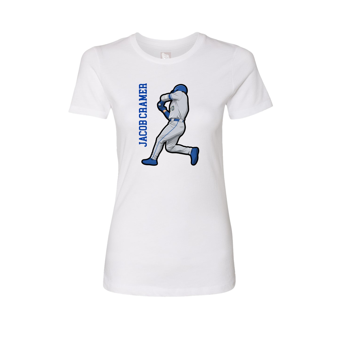 Fitted Women's Tee — Name Vertical in White