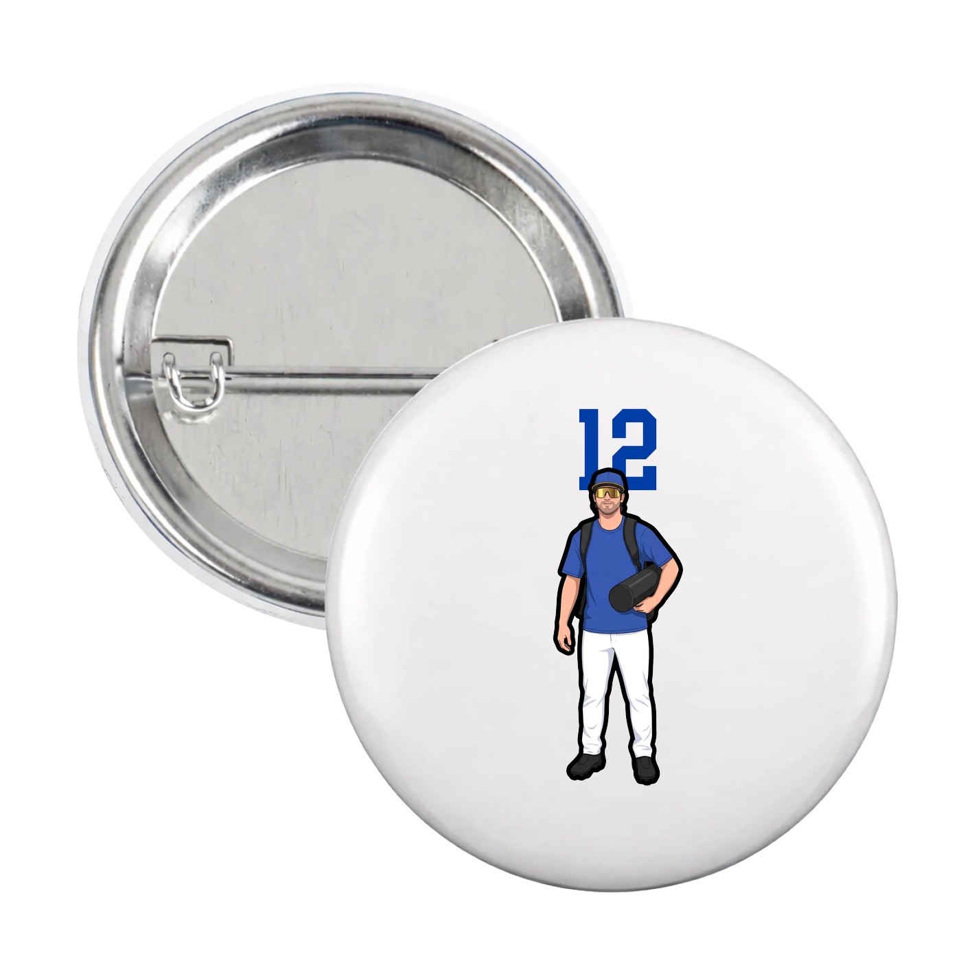 Game Day Button — Number Top in White