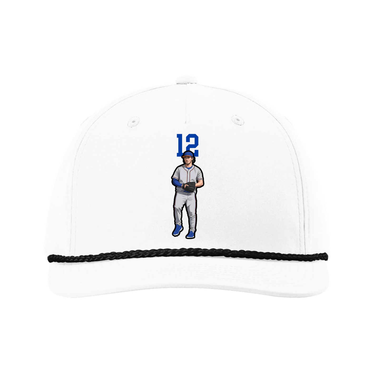 Five-Panel Classic Rope Cap — Number Top in White