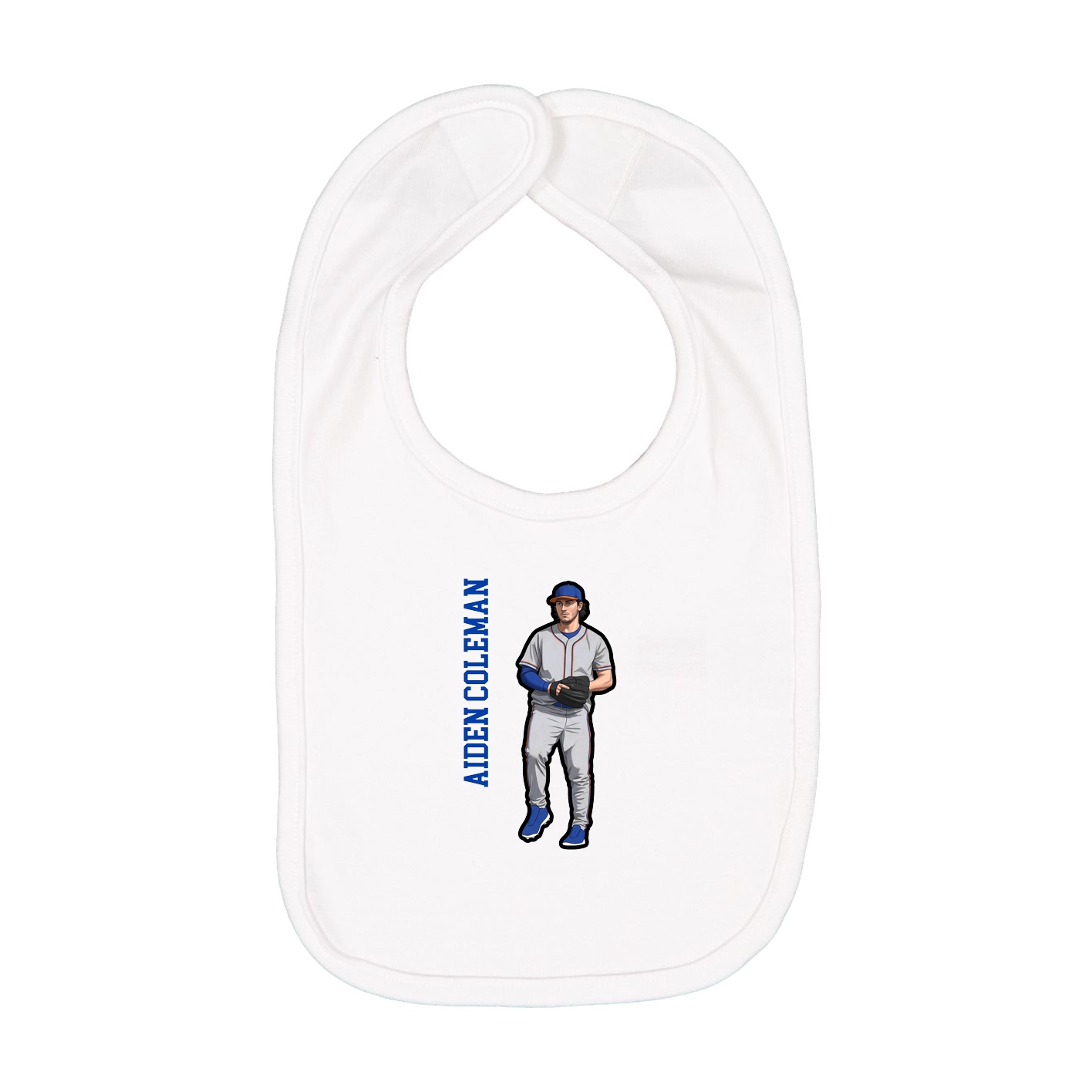 Infant Bib — Name Vertical in White