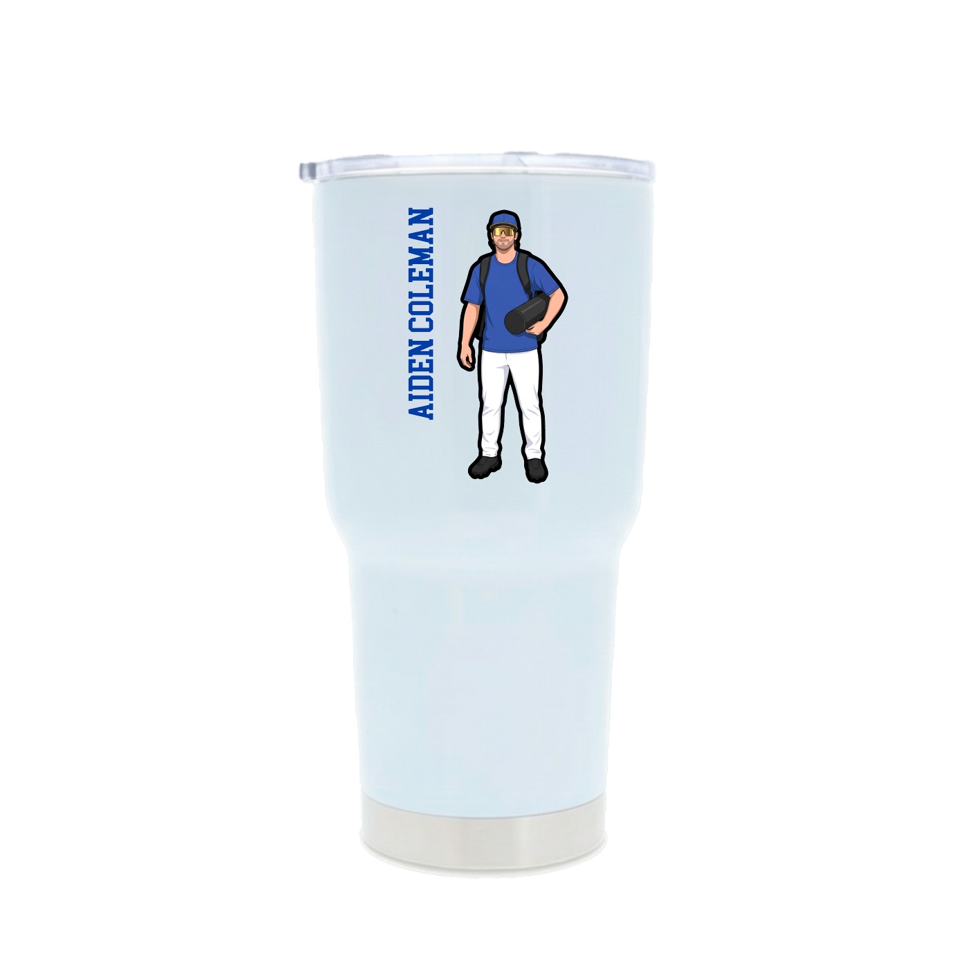 30oz Stainless Steel Tumbler — Name Vertical in White