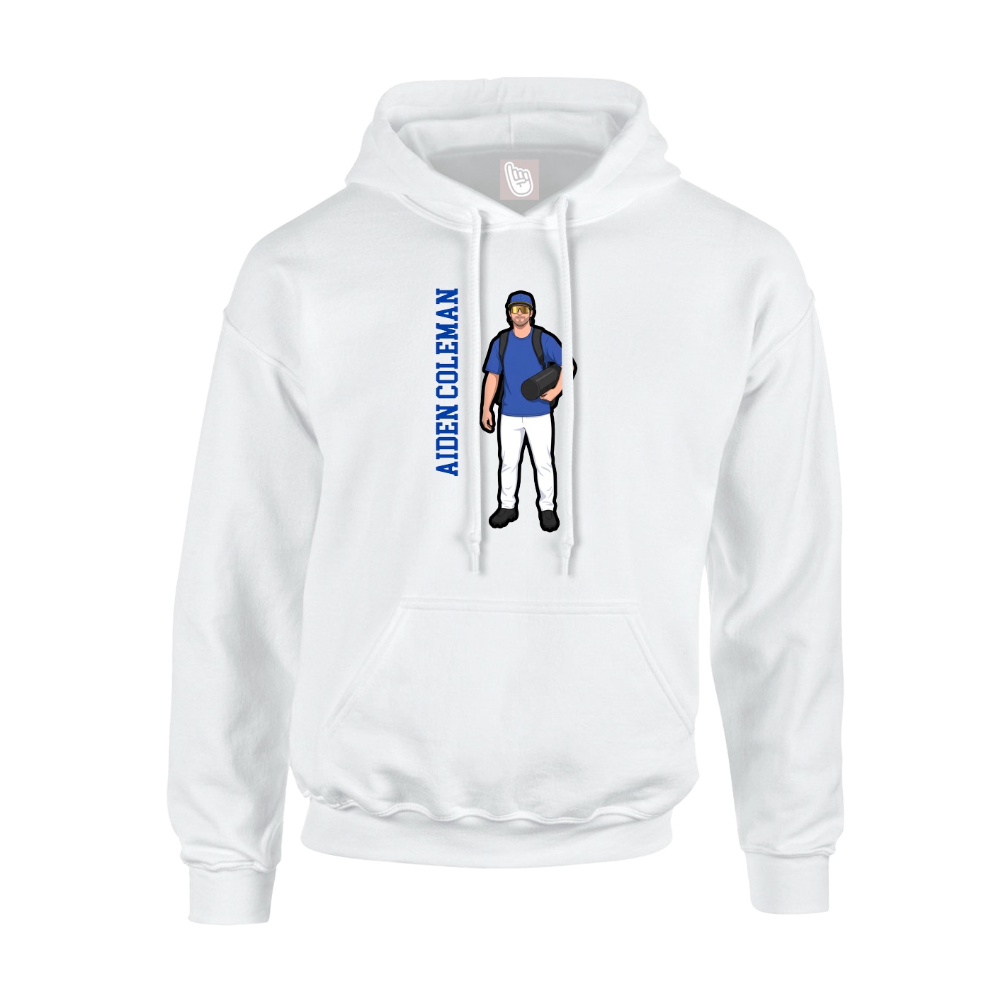 Youth Hoodie — Name Vertical in White