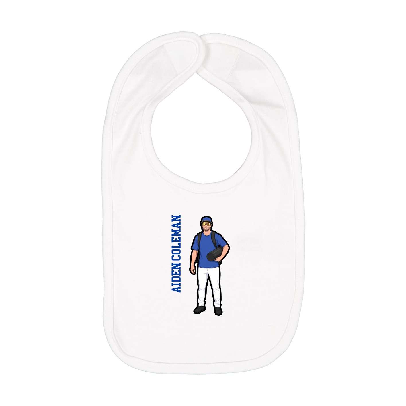 Infant Bib — Name Vertical in White