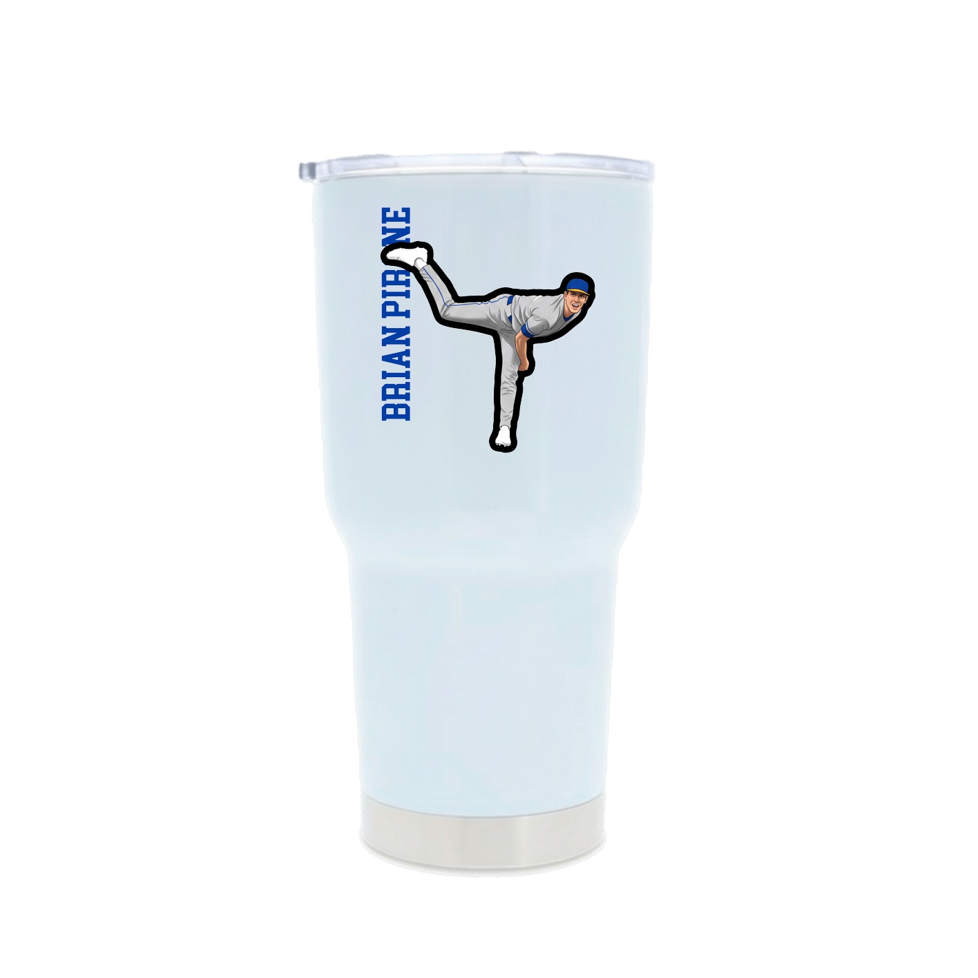 30oz Stainless Steel Tumbler — Name Vertical in White