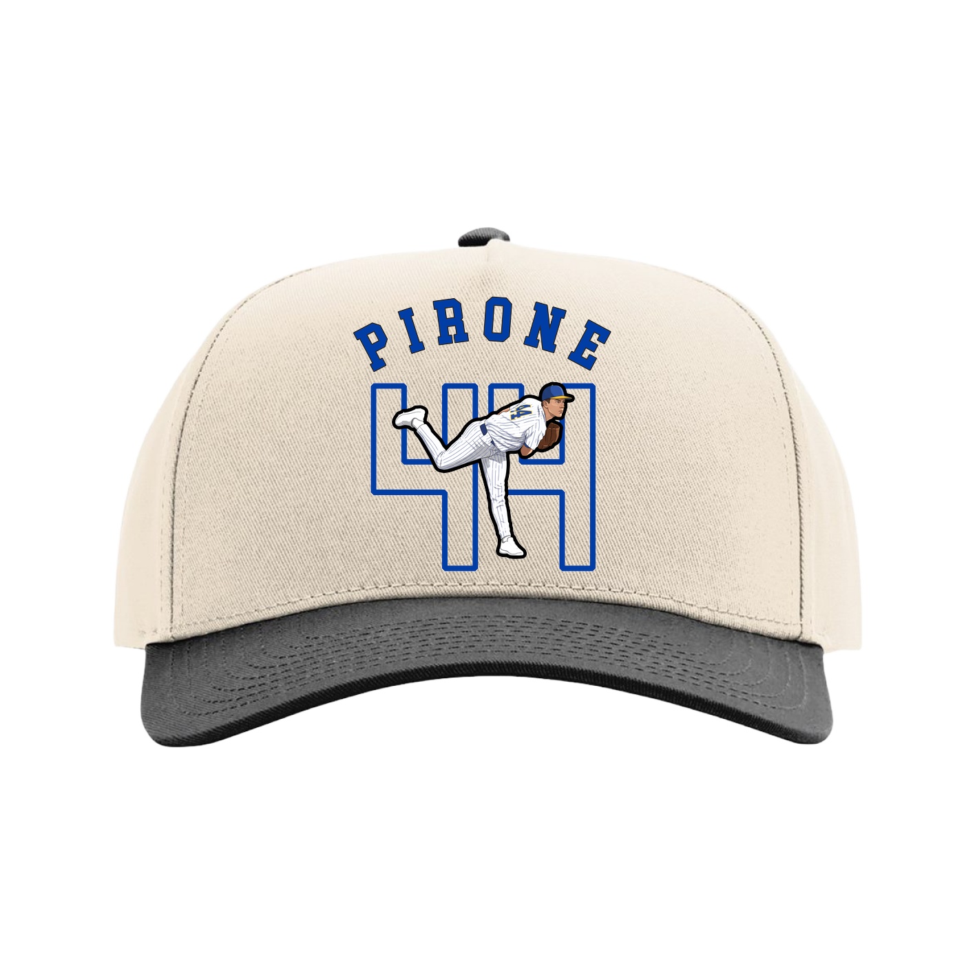 Full Fabric Five-Panel Champ Cap — Shirsey Arch in Cream/Black