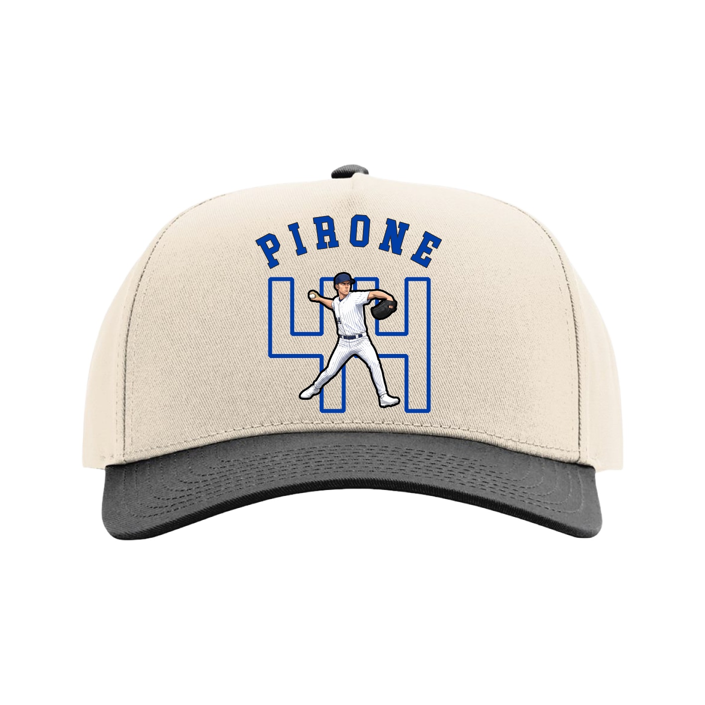 Full Fabric Five-Panel Champ Cap — Shirsey Arch in Cream/Black