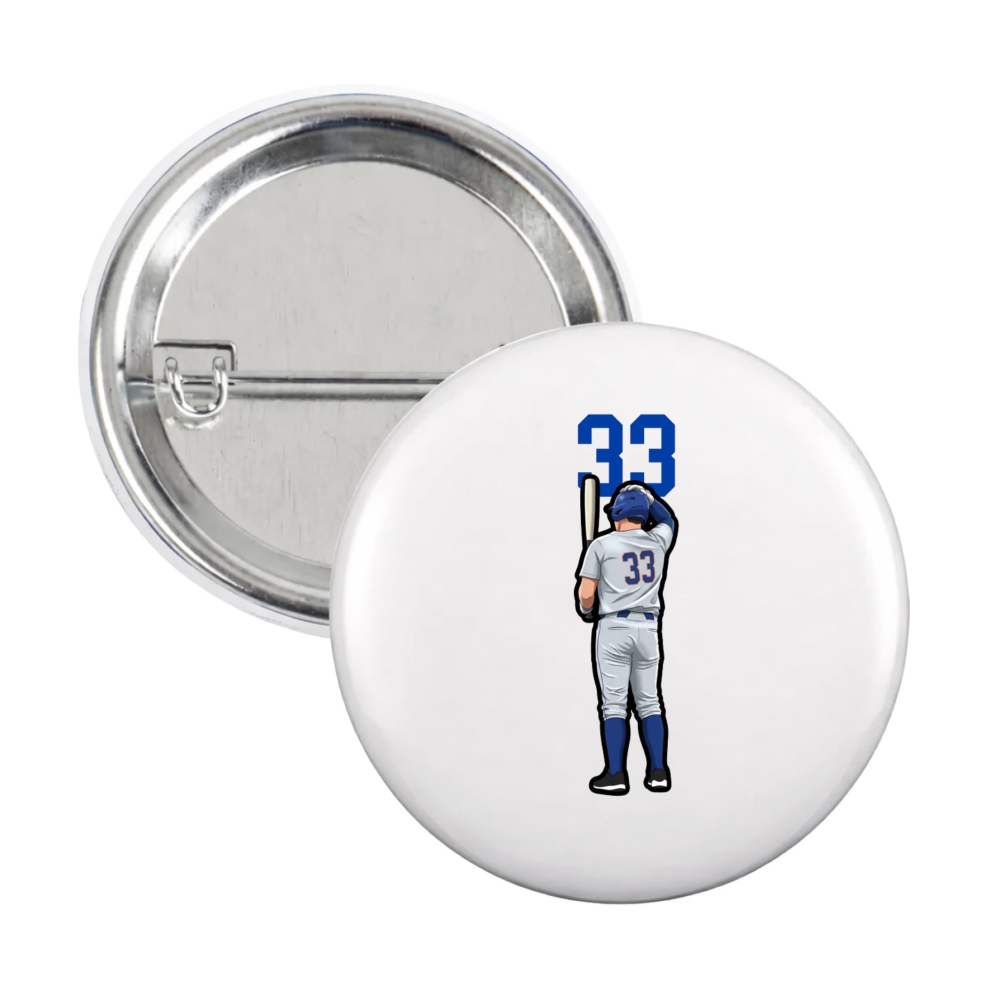 Game Day Button — Number Top in White