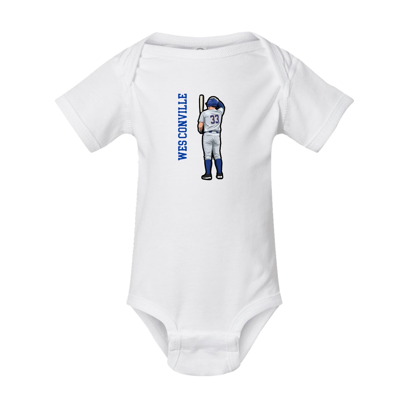 Baby Onesie — Name Vertical in White