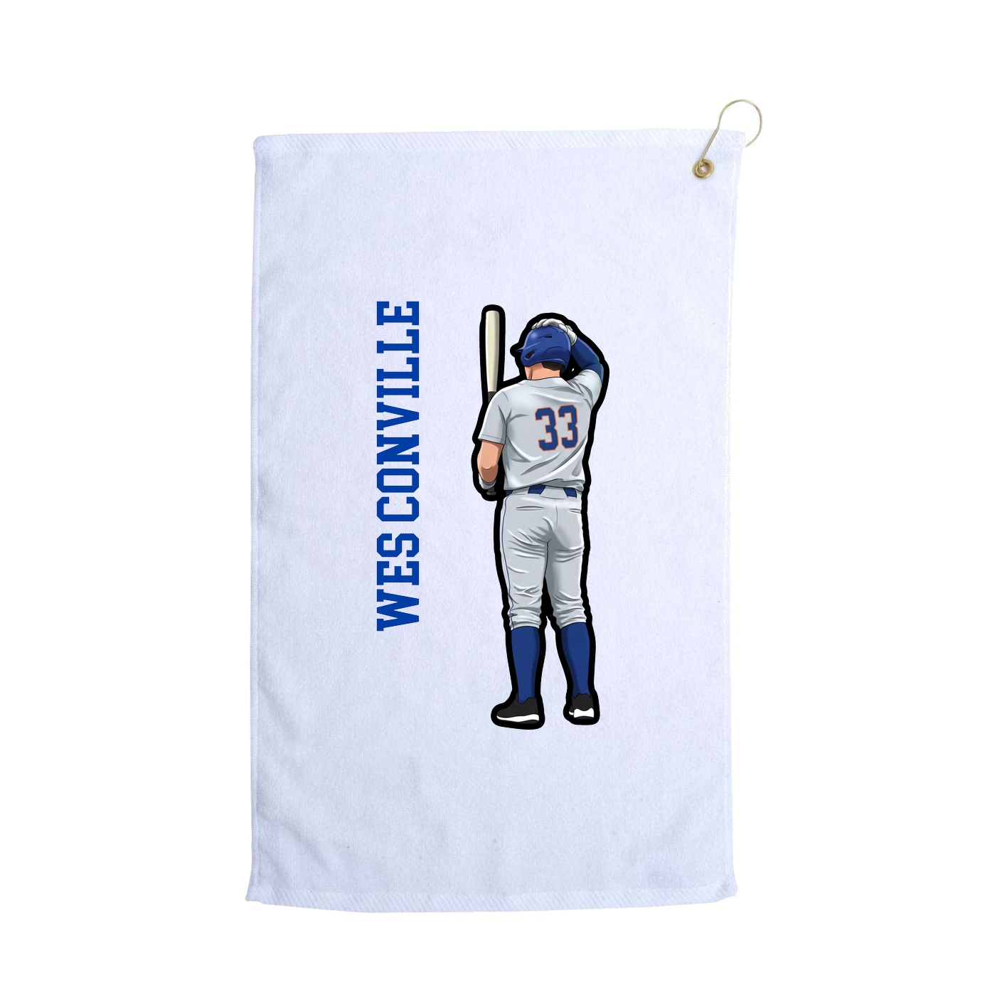 Golf Towel — Name Vertical in White