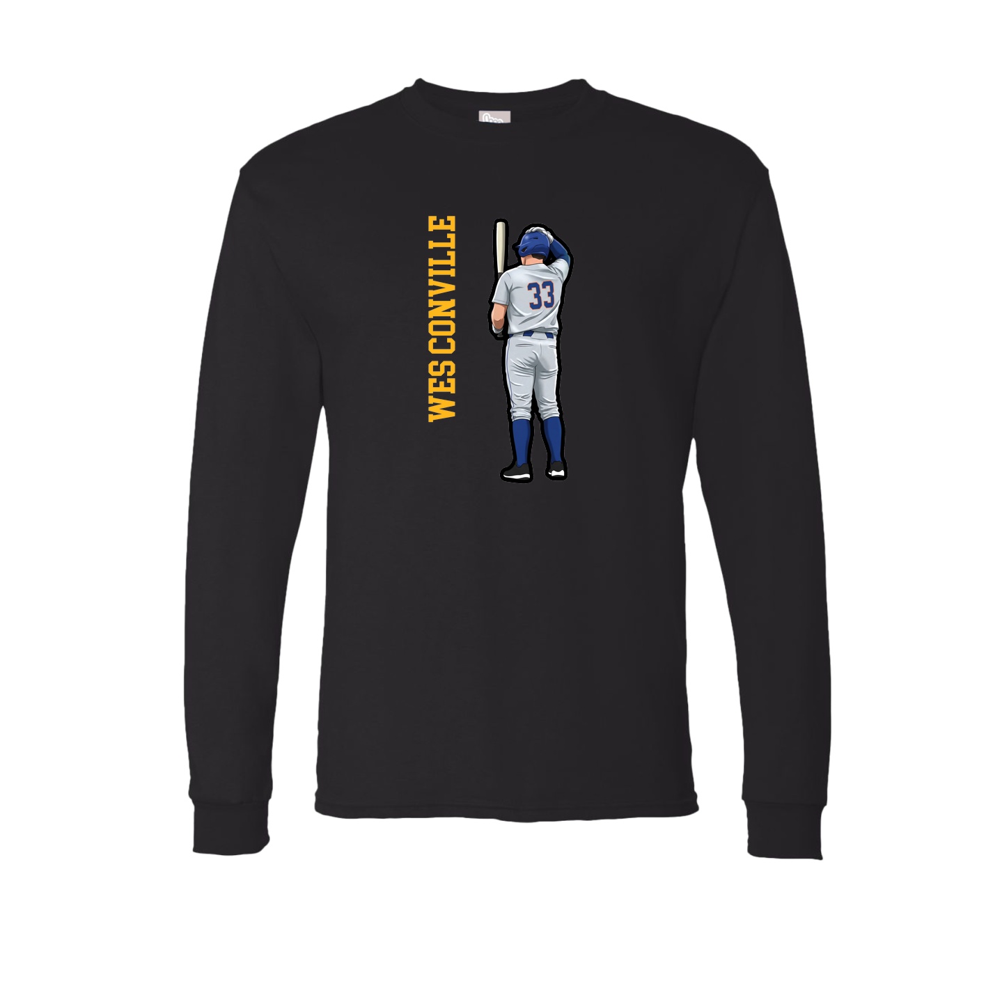 Long Sleeve Tee — Name Vertical in Black
