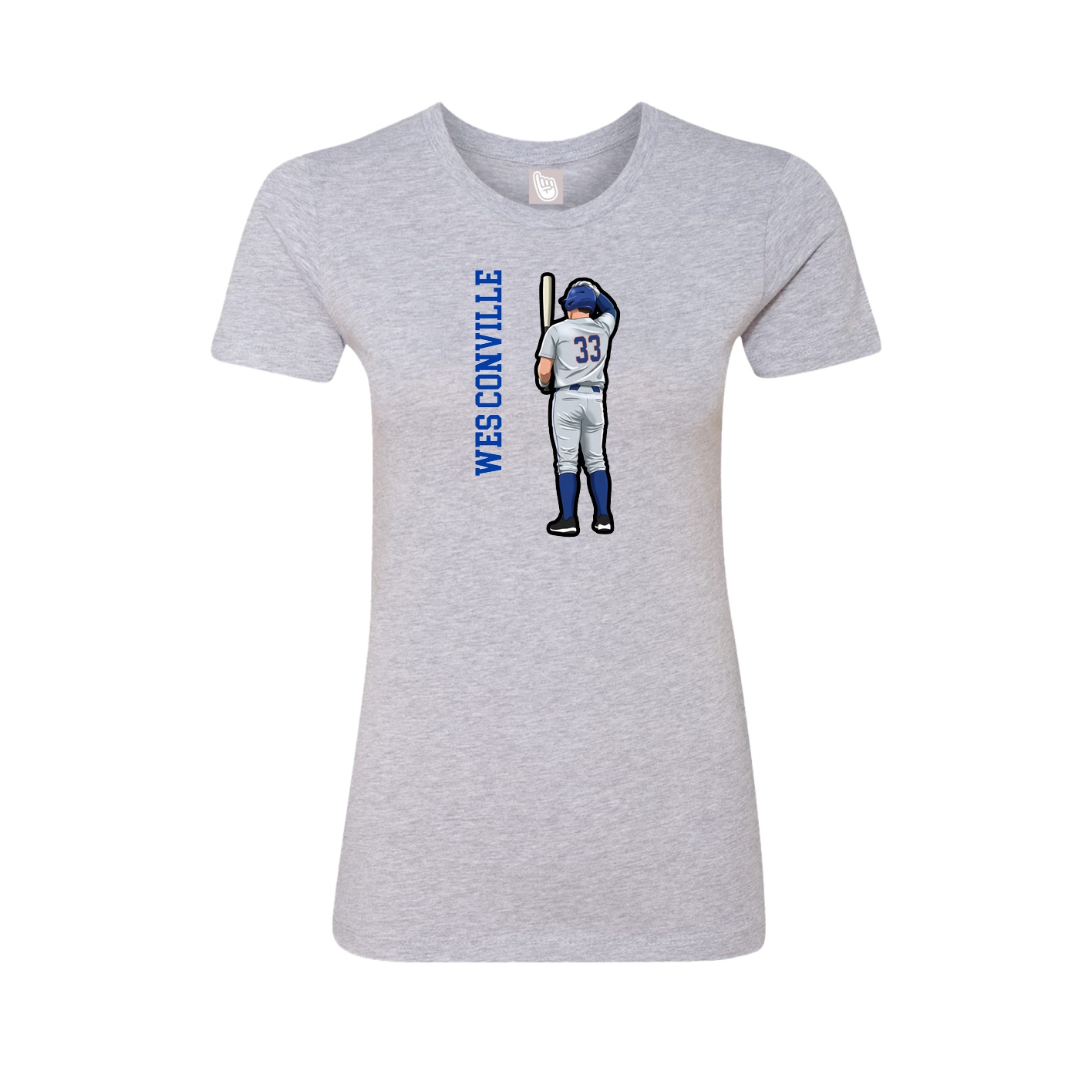 Womens Tee — Name Vertical in Grey
