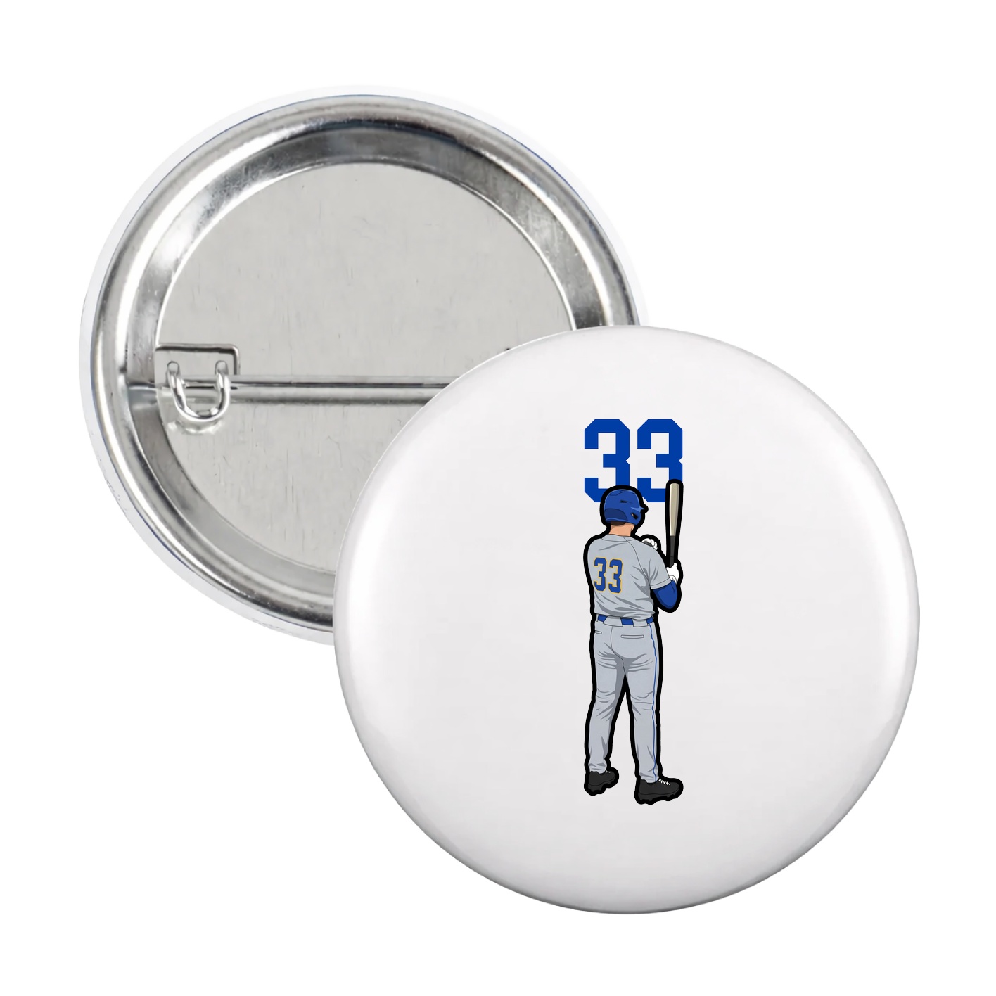 Game Day Button — Number Top in White
