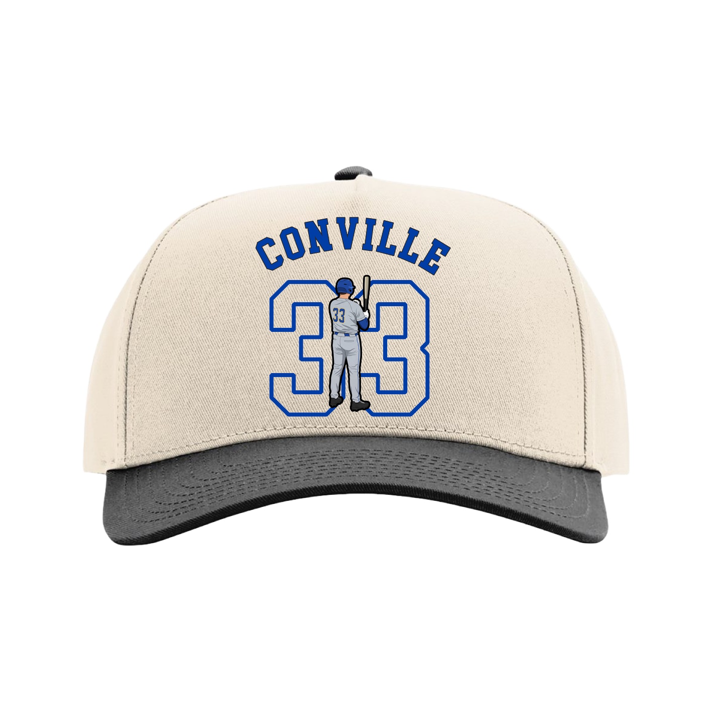 Full Fabric Five-Panel Champ Cap — Shirsey Arch in Cream/Black