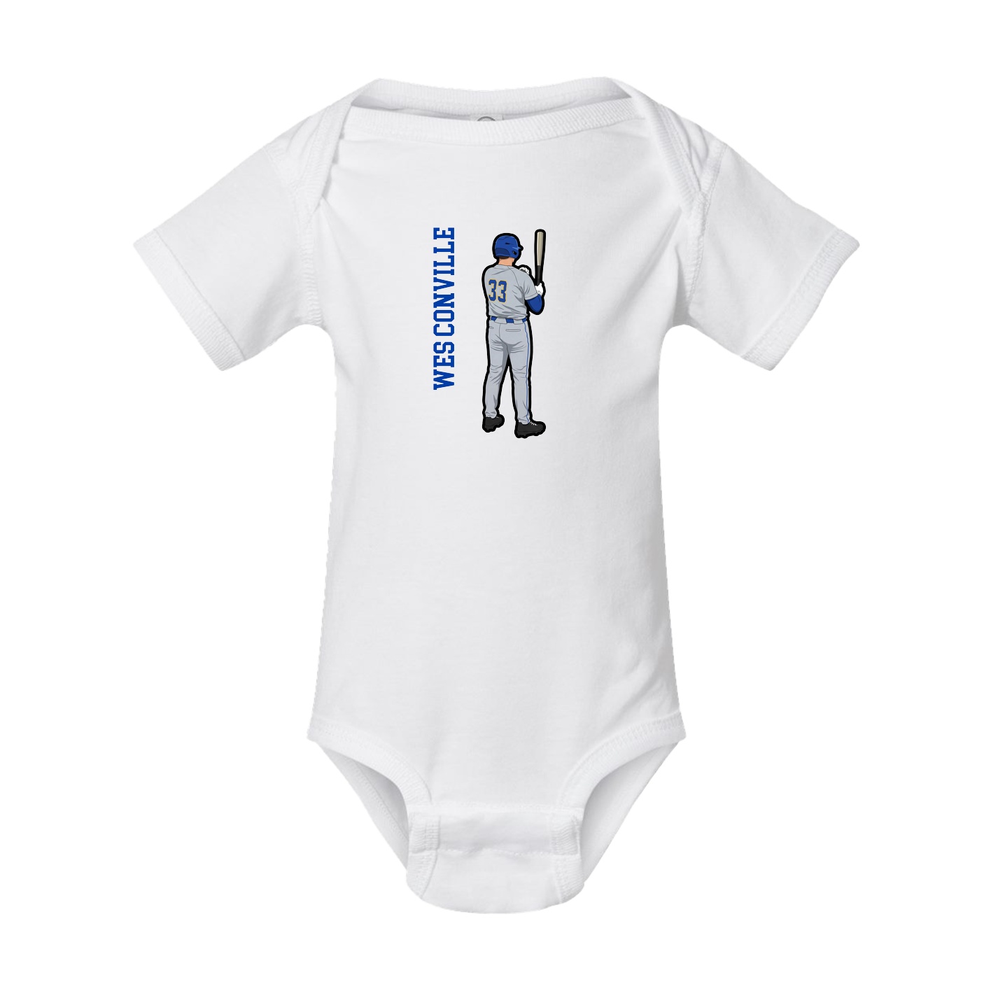Baby Onesie — Name Vertical in White