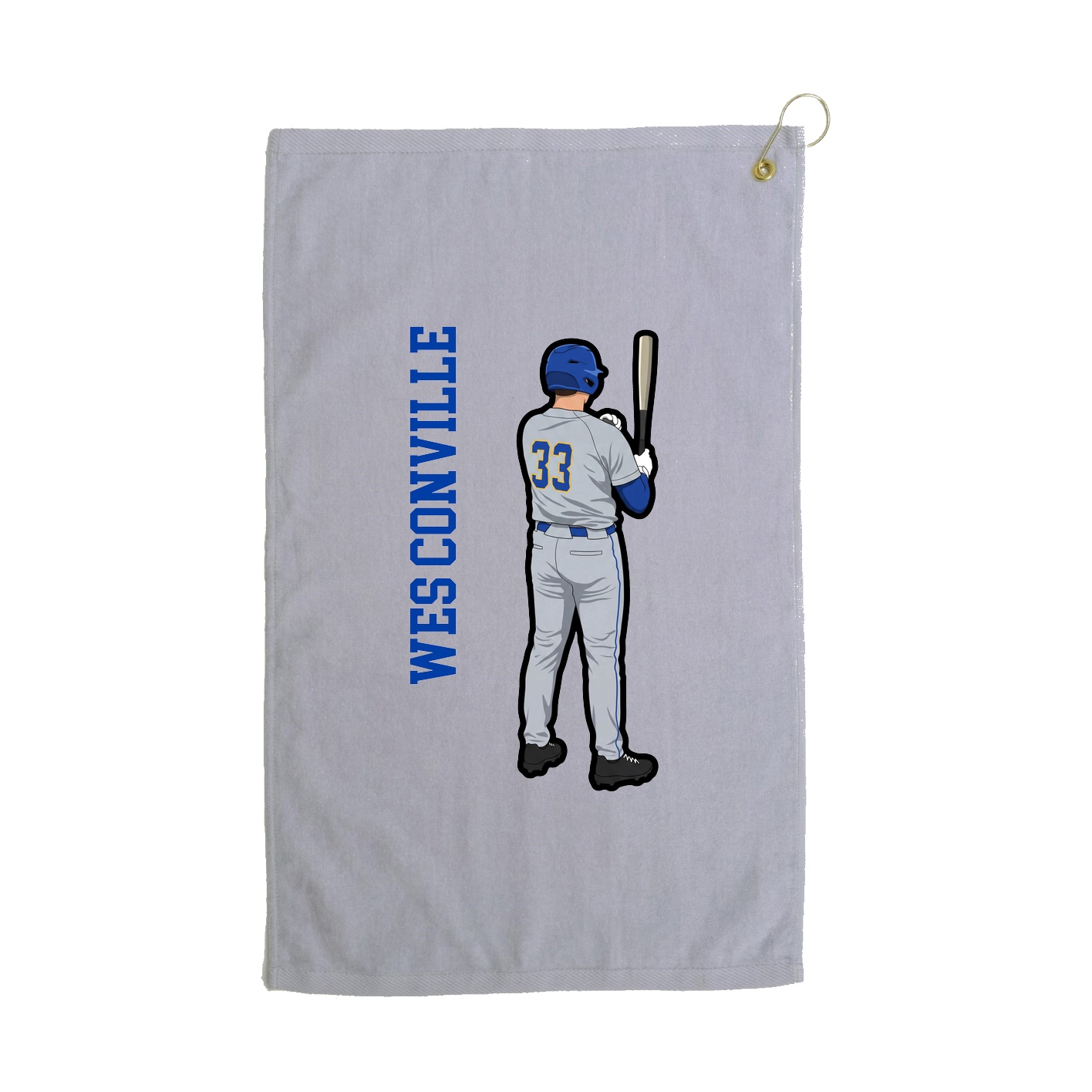 Golf Towel — Name Vertical in Grey